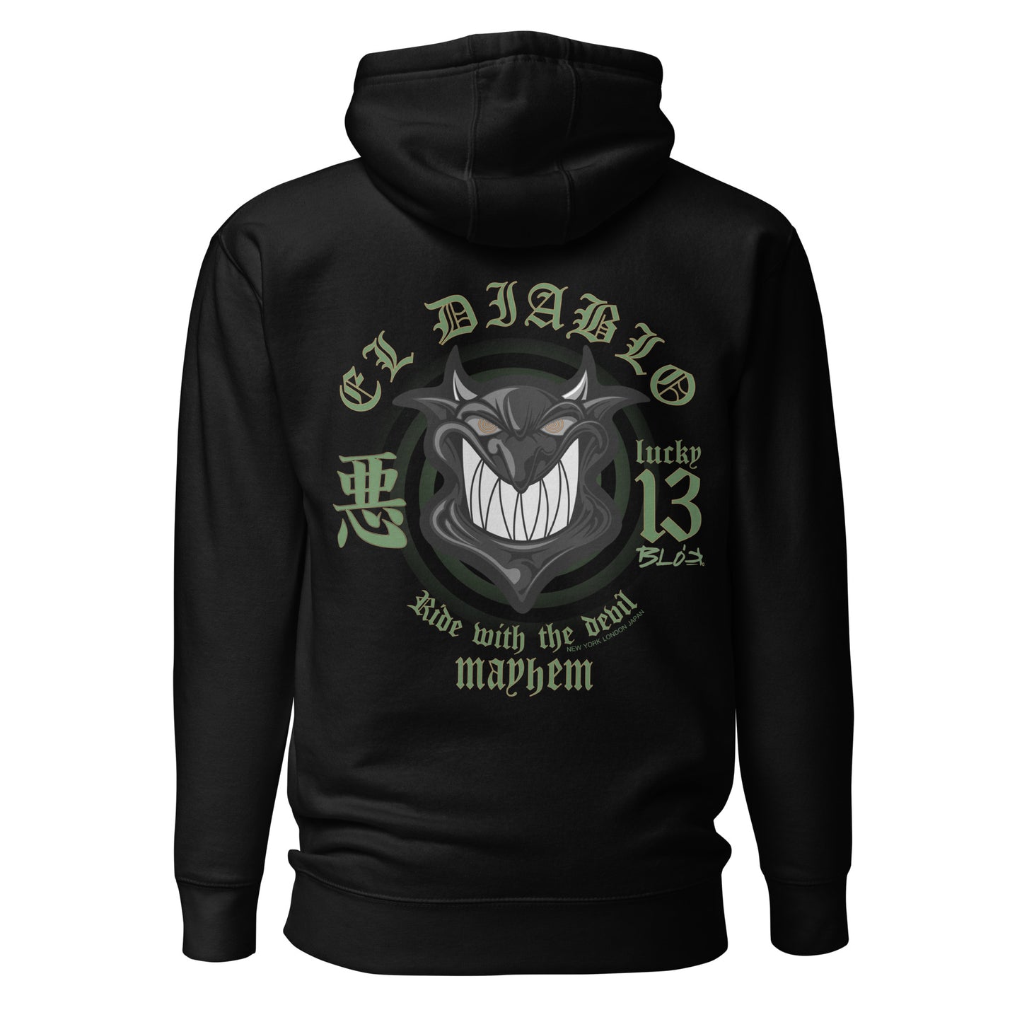 El Diablo - Front & Back Print in Green & Black - Men's Hoodie