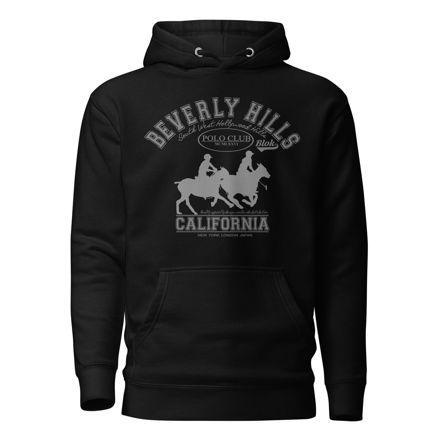 BLOK Beverly Hills Polo Club - Gray Front Graphic Print Women's Hoodie