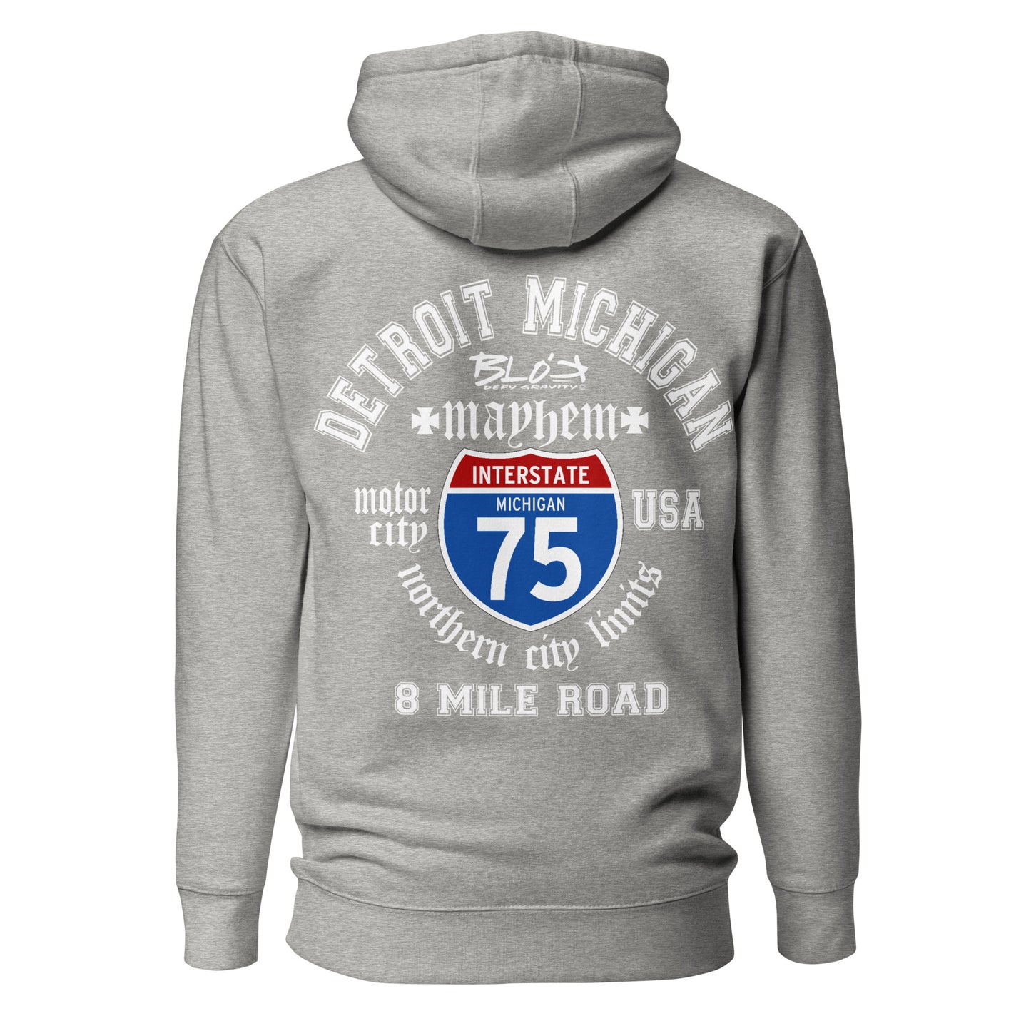 Detroit 8 Mile - 50 States - Front & Back Print in White - Men's Hoodie