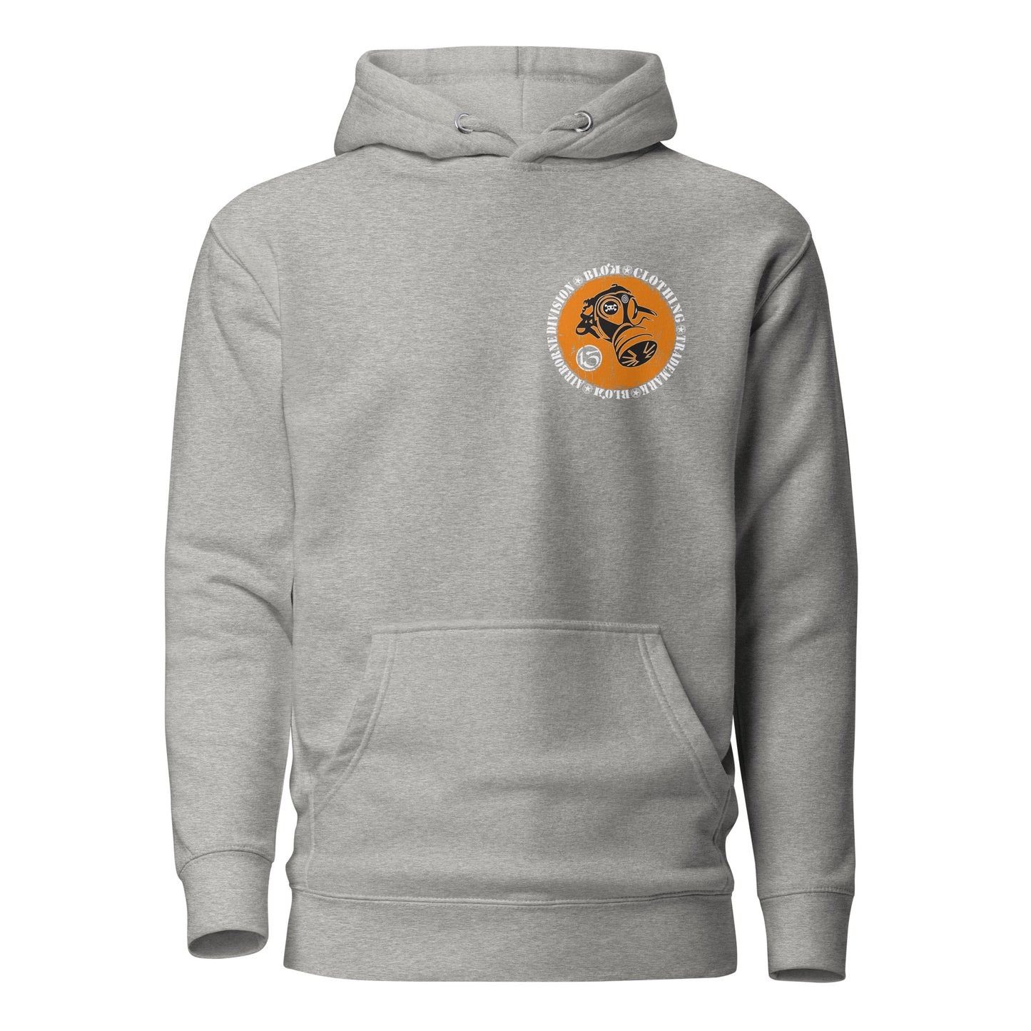 Gas mask - Front & Back Print in White & Orange - Men's Graphic Hoodie
