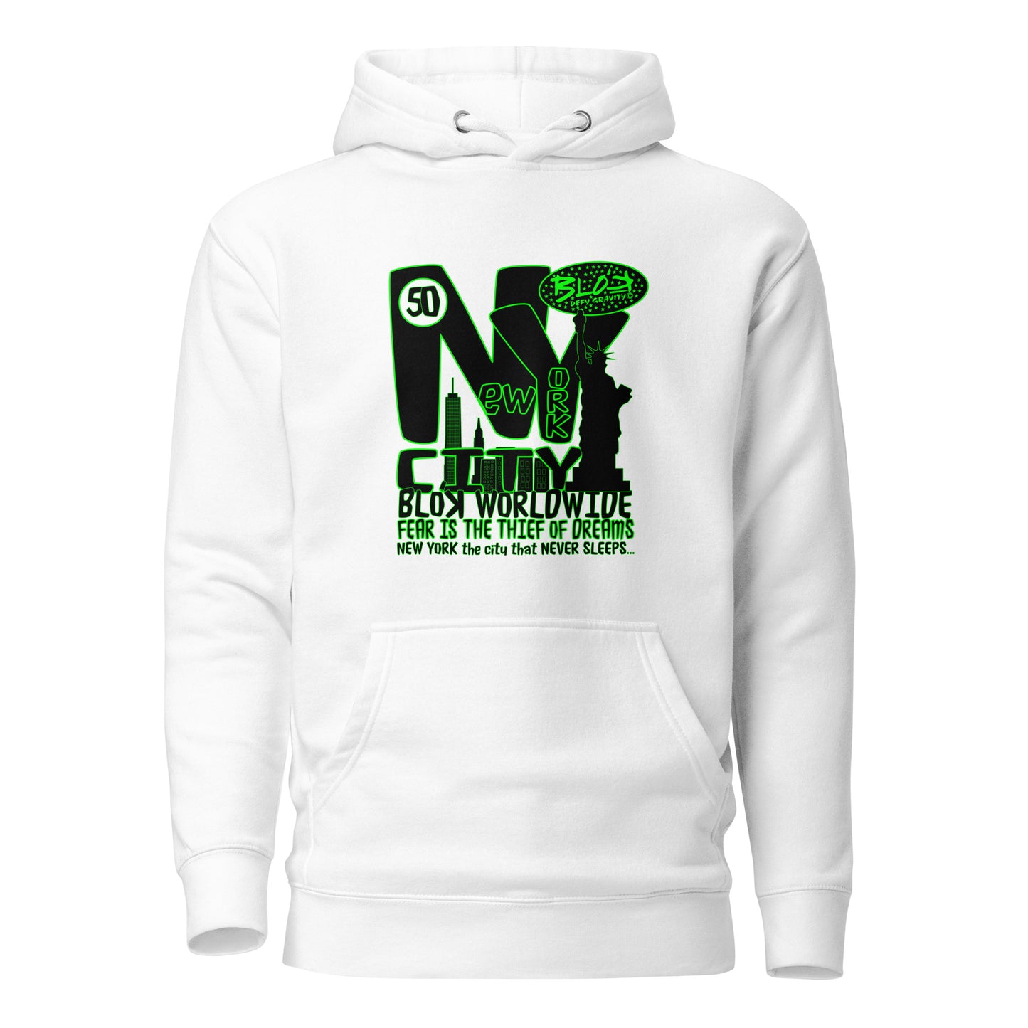 BLOK New York City Worldwide - Black & Green Front Graphic Print Women's Hoodie