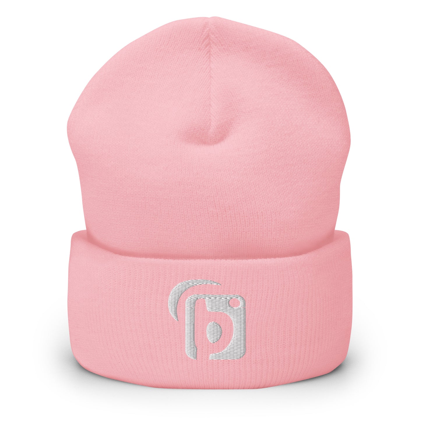 BLOK Original Logo - Unisex White Embroidered Cuffed Beanie