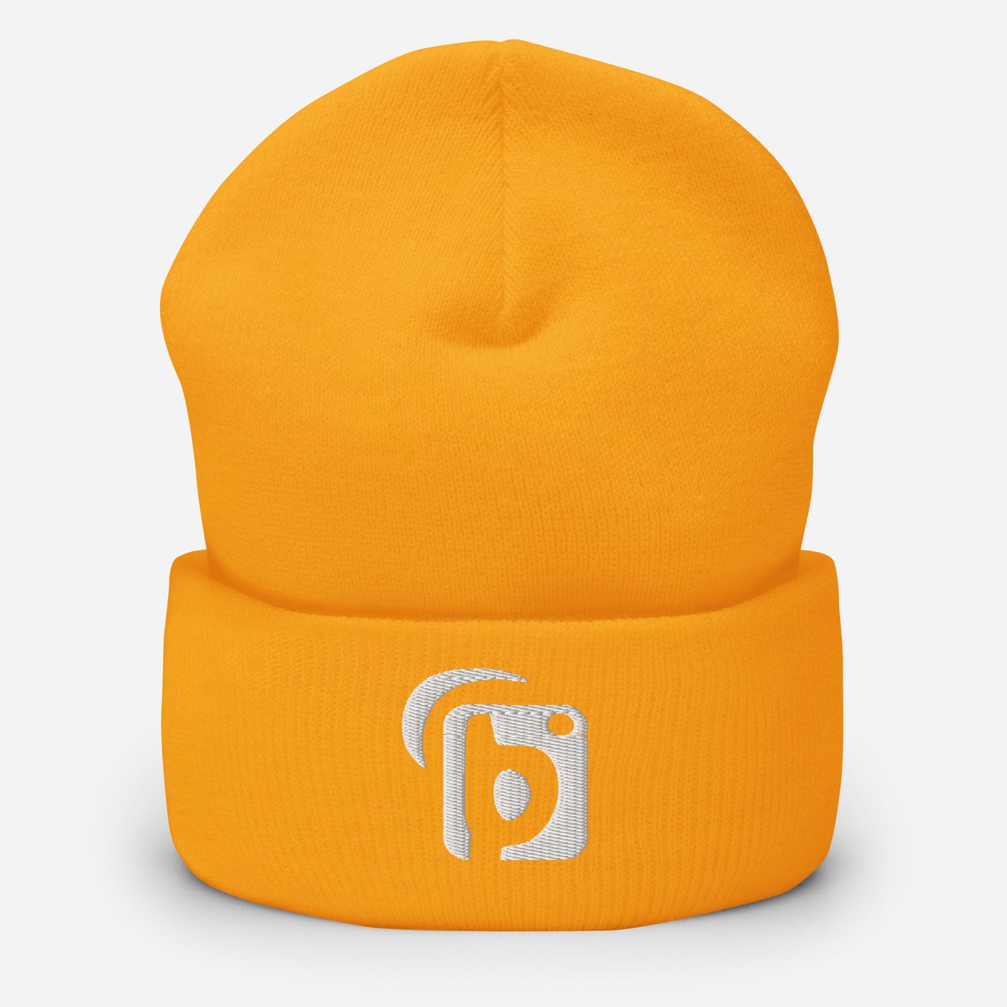 BLOK Original Logo - Unisex White Embroidered Cuffed Beanie