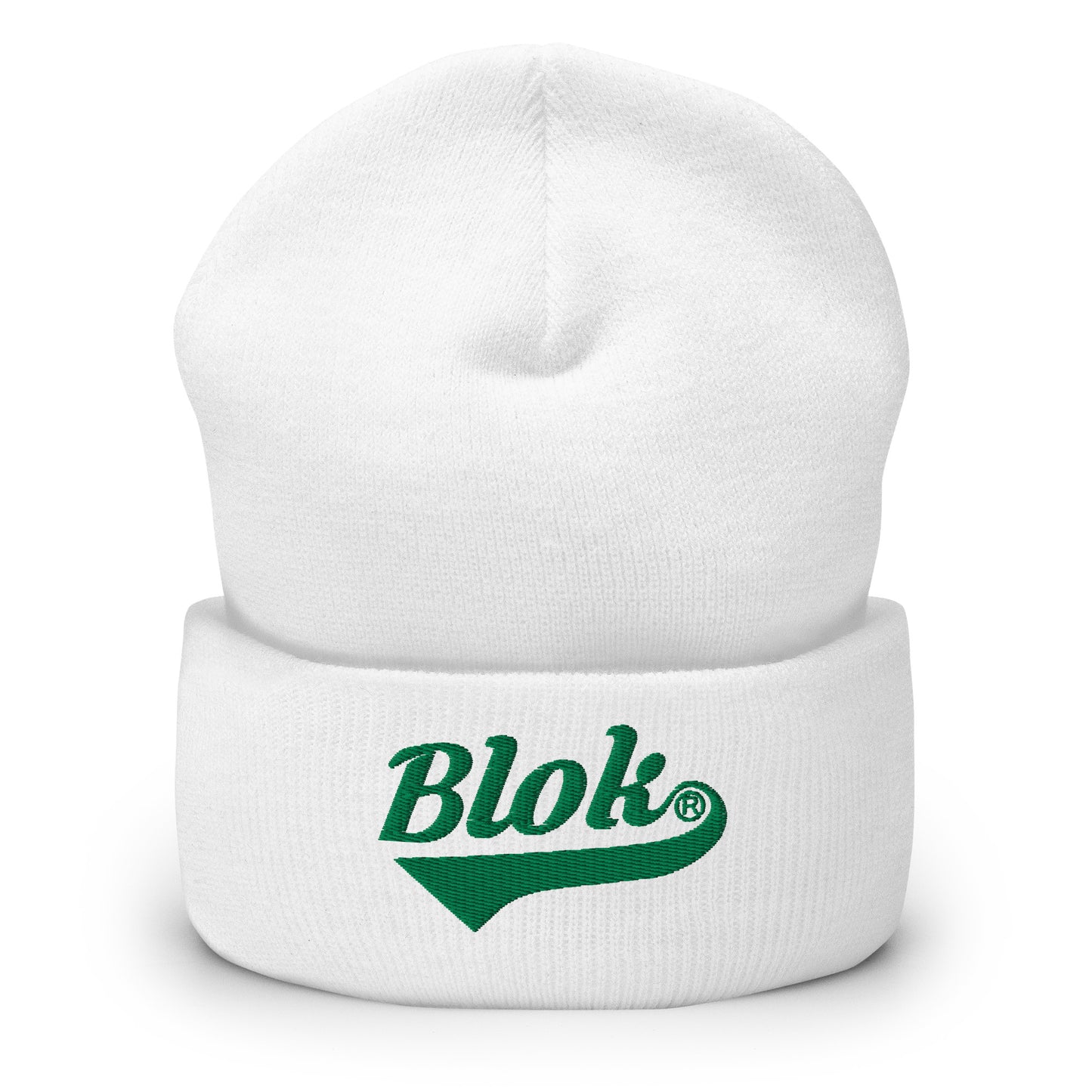 Blok Classic Logo - Dark Green Embroidery - Cuffed Premium Beanie