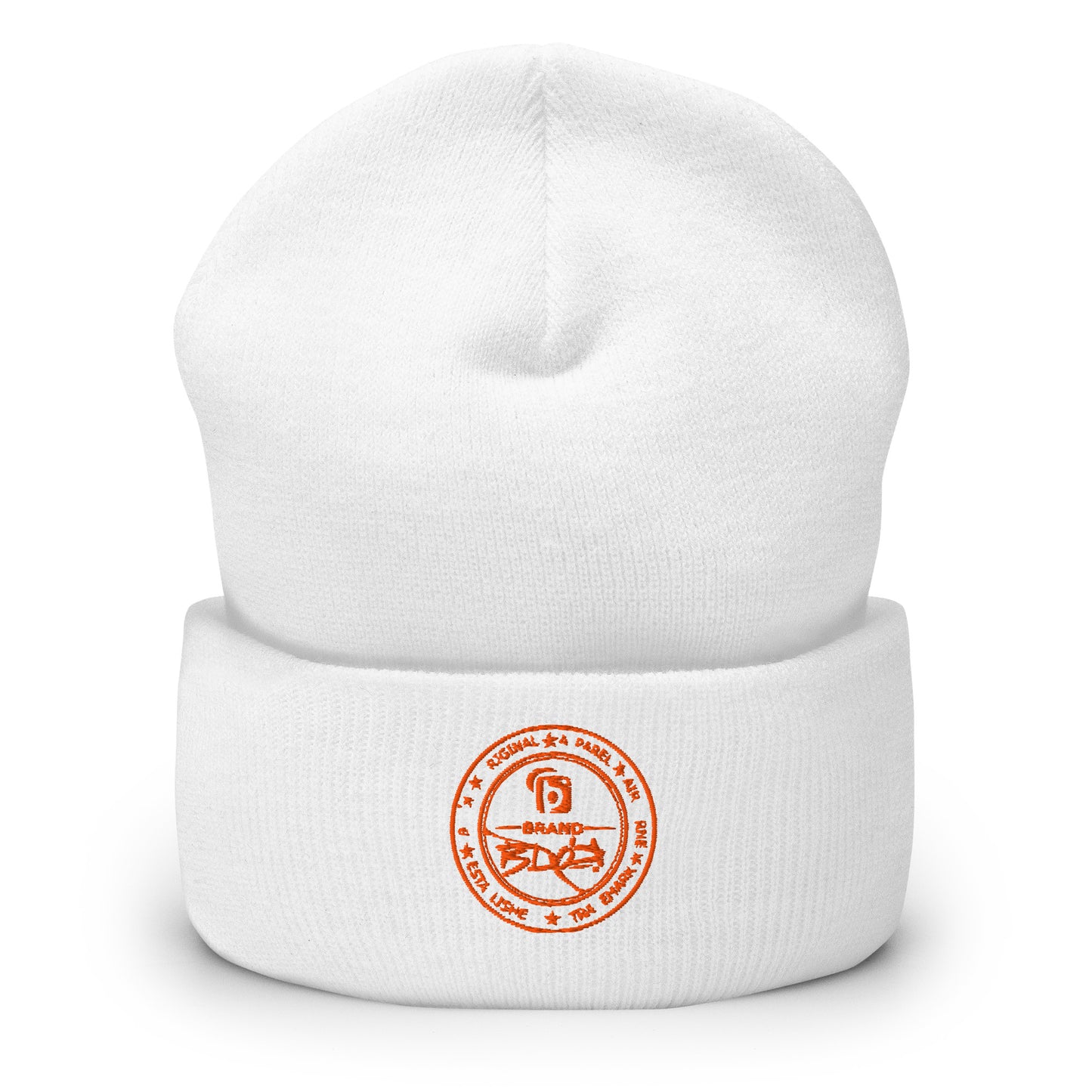 BLOK Apparel Stamp - Unisex Orange Embroidered Cuffed Beanie