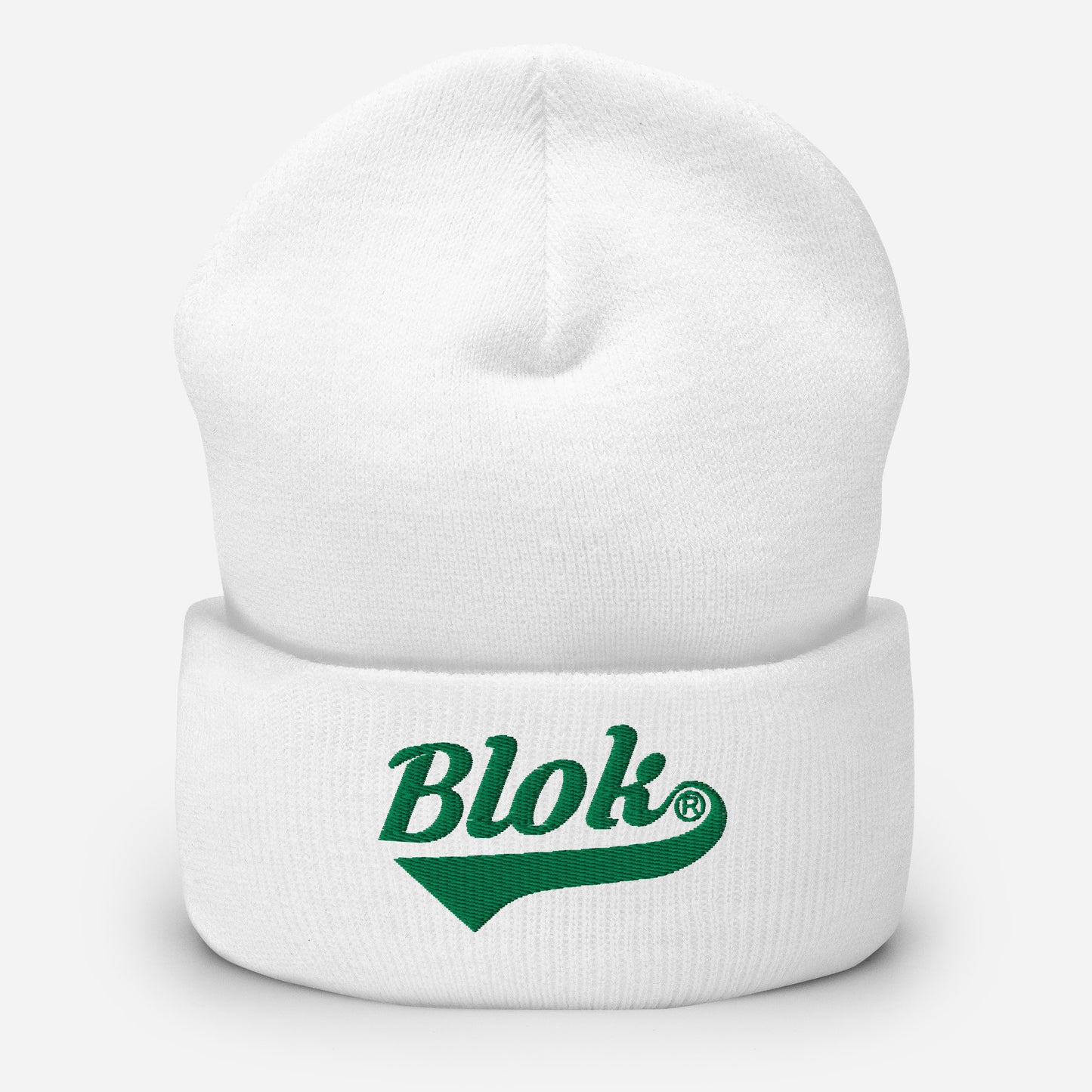 BLOK Classic Logo - Dark Green Embroidered Cuffed Beanie