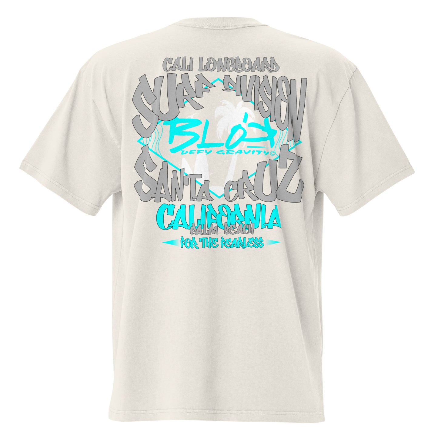 Santa Cruz - Front & Back Print in Gray & Turquoise - Men's Oversize Graphic T-Shirt
