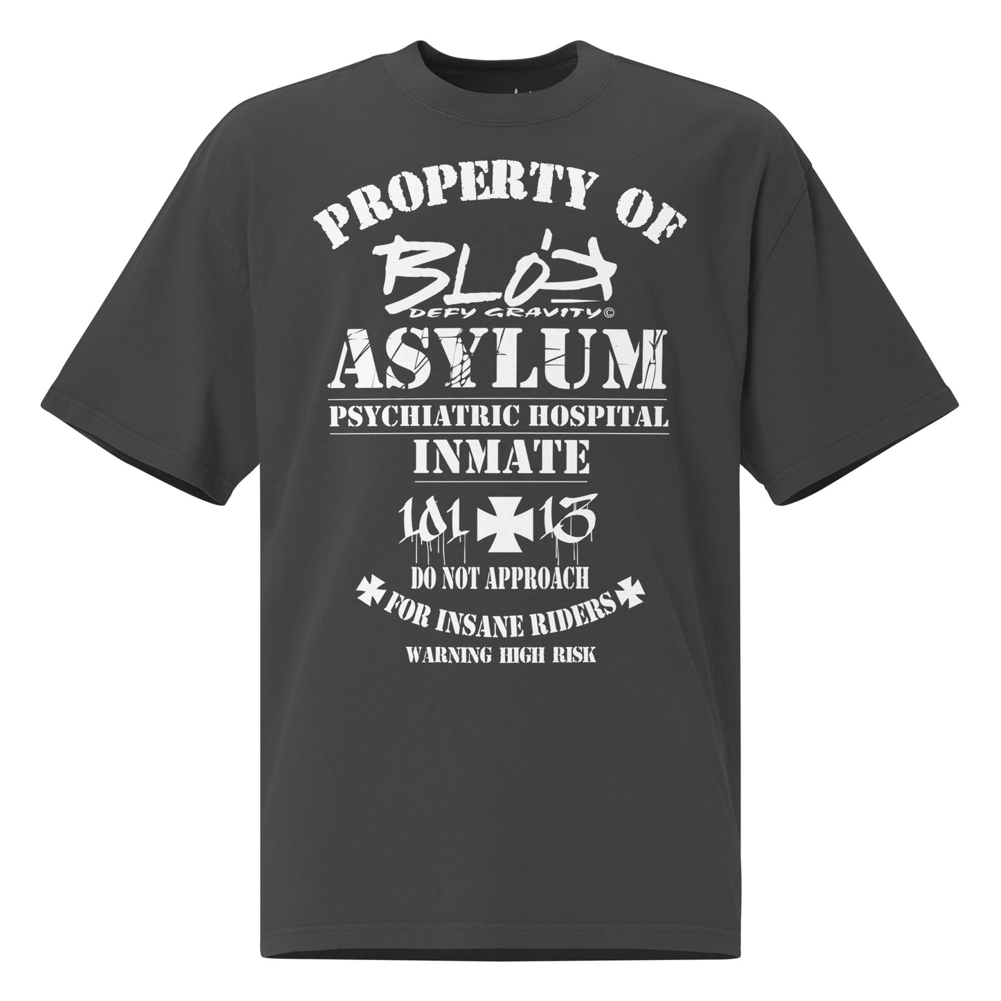 Asylum Inmate - Front Print - in White - Men's Oversize Graphic T-Shirt