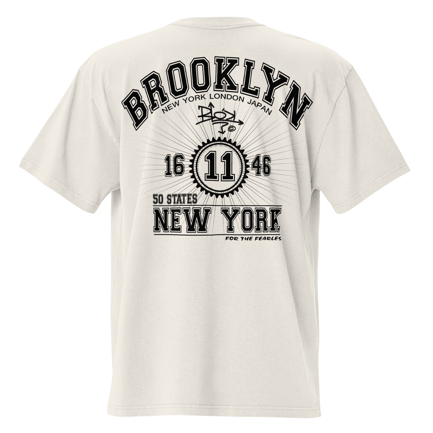 Brooklyn New York - Front & Back Print - in Black - Oversize Men's