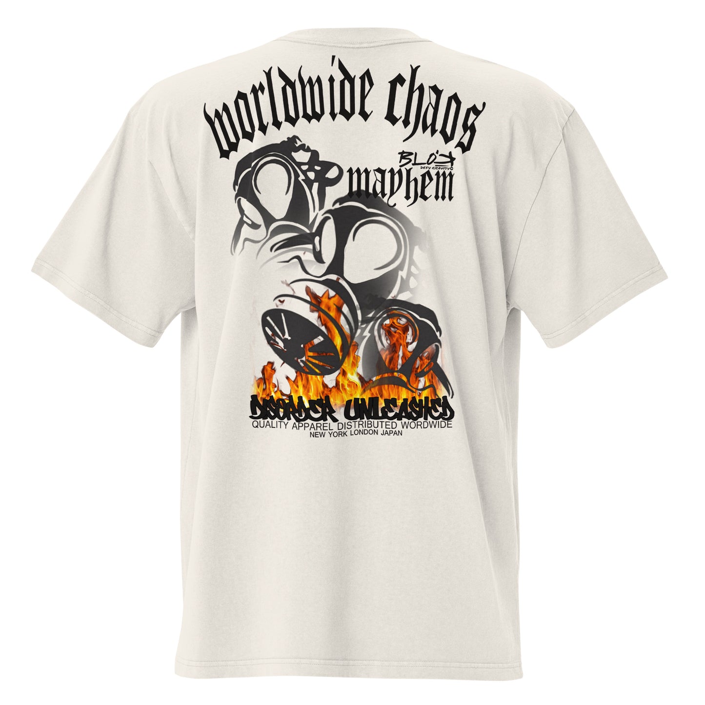 Worldwide Chaos - Front & Back Print - in Black - Oversize Men's