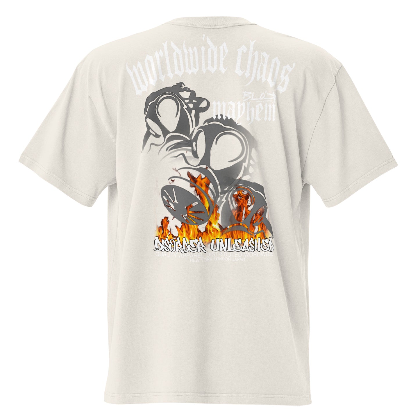 Worldwide Chaos - Front & Back Print - in White - Men's Oversize