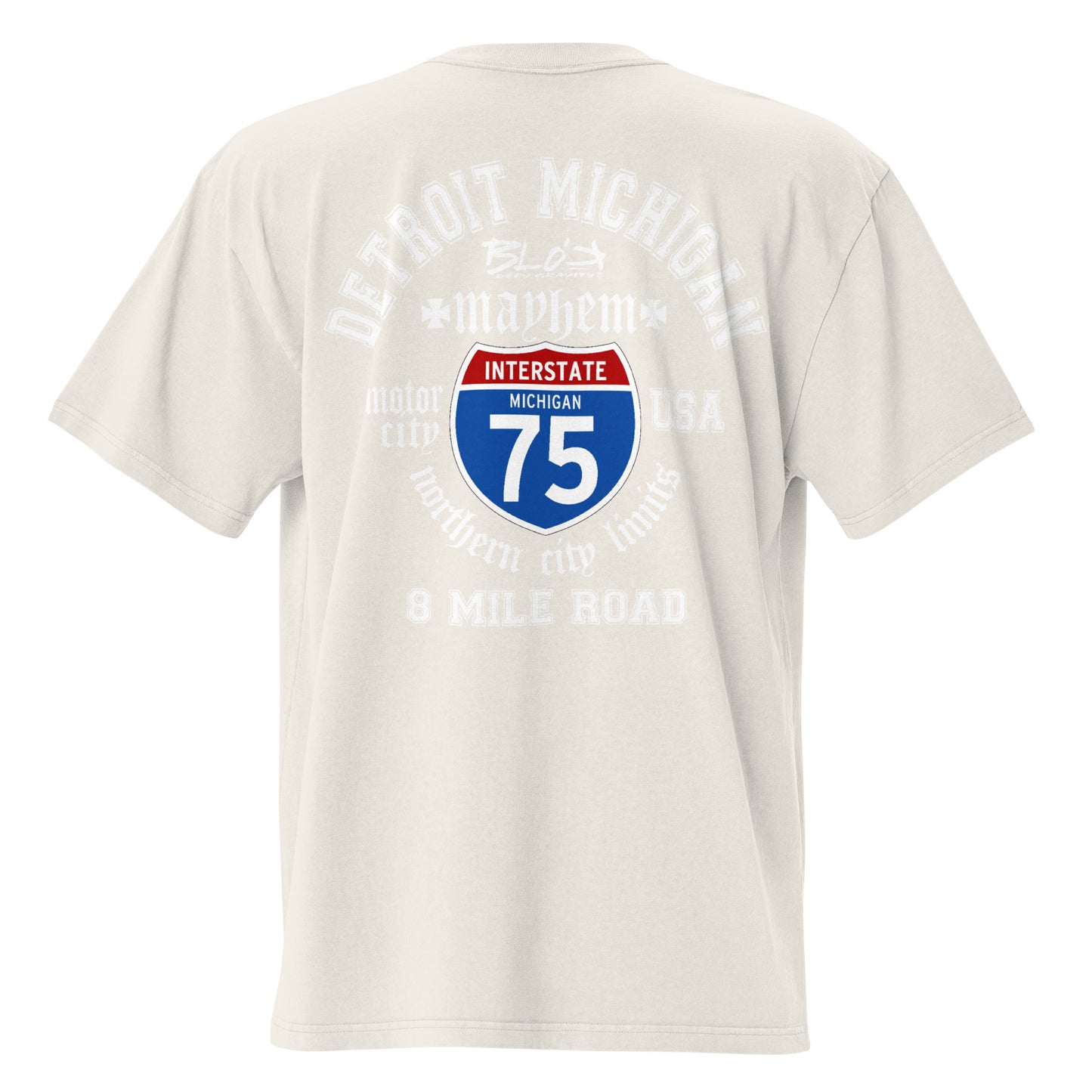 Detroit 8 Mile - Front & Back Print - in White - Oversize Men's