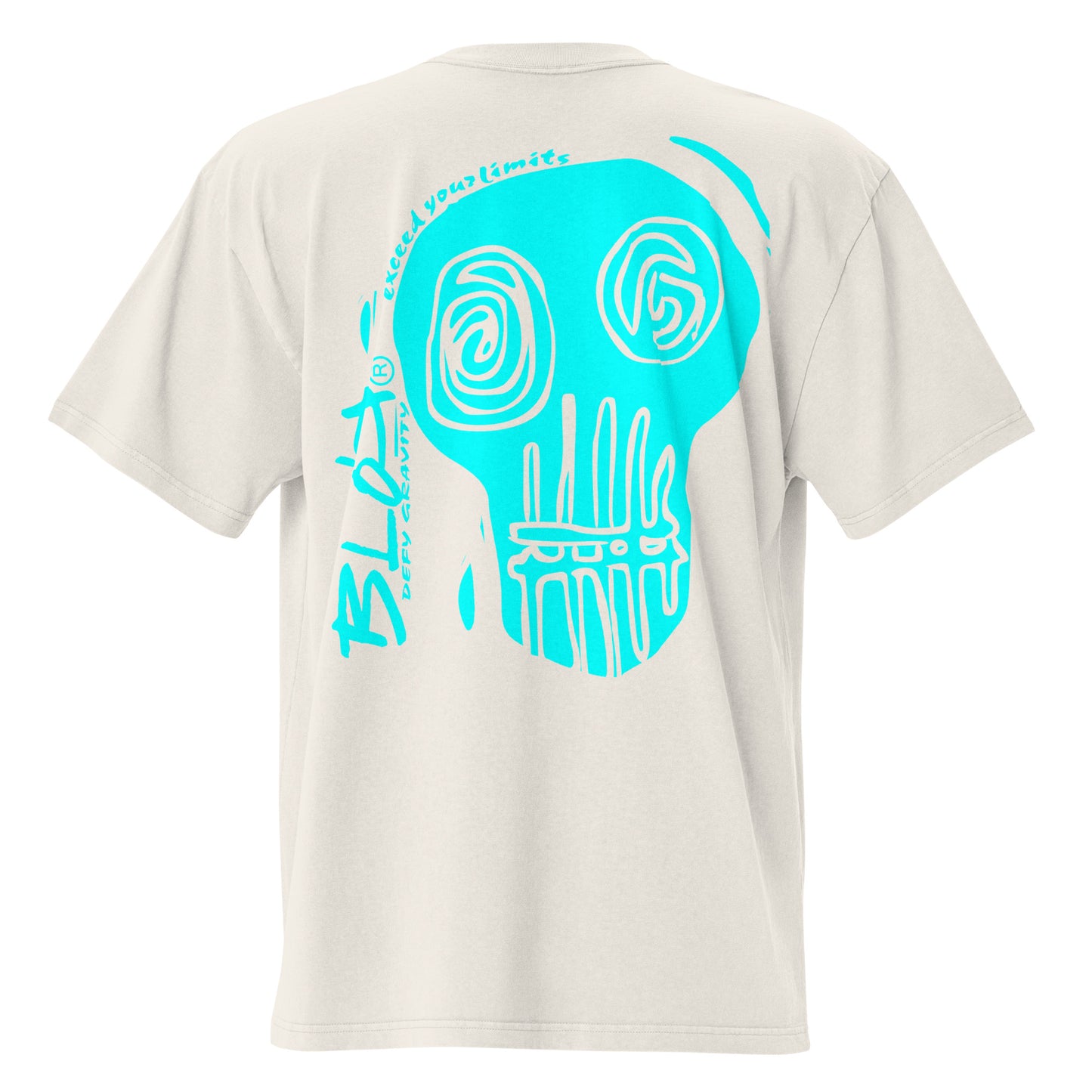 Skull - Front & Back Print - in Turquoise - Men's Oversize Graphic T-Shirt