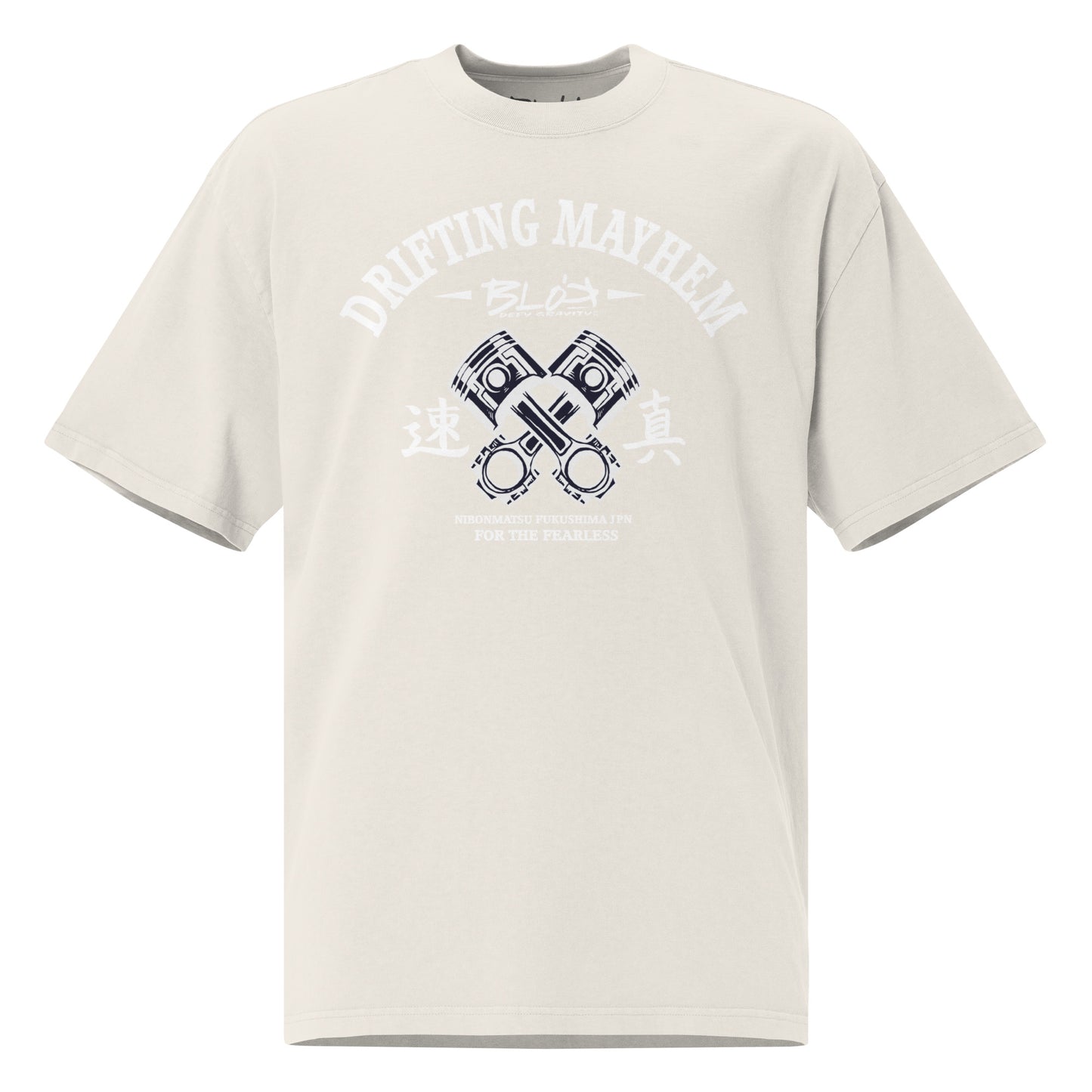Drifting Mayhem - Front Print - in White - Men's Oversize