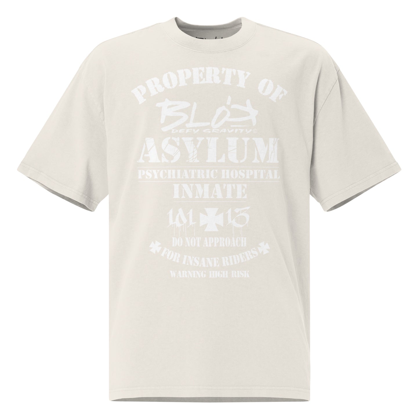 Asylum Inmate - Front Print - in White - Men's Oversize