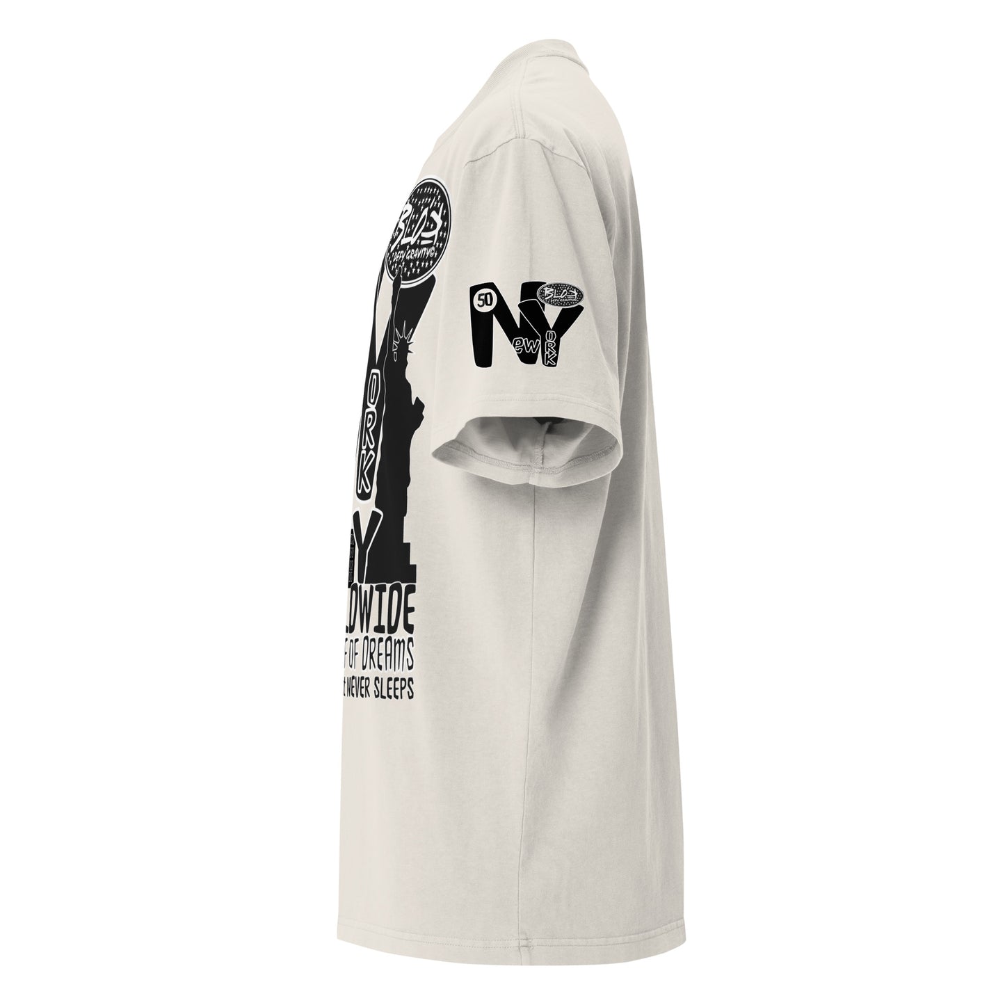 New York City Worldwide - Front & Arm Print in Black & White - Men's Oversize