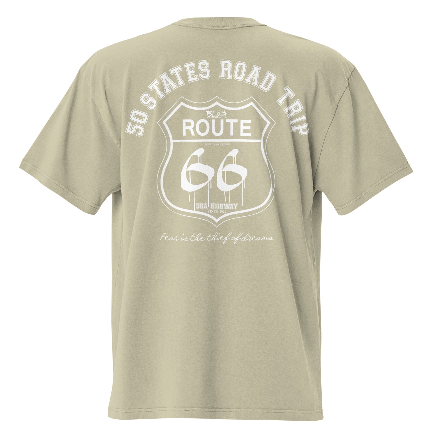 Route 66 Road Trip - Front & Back Print - in White - Oversize Men's