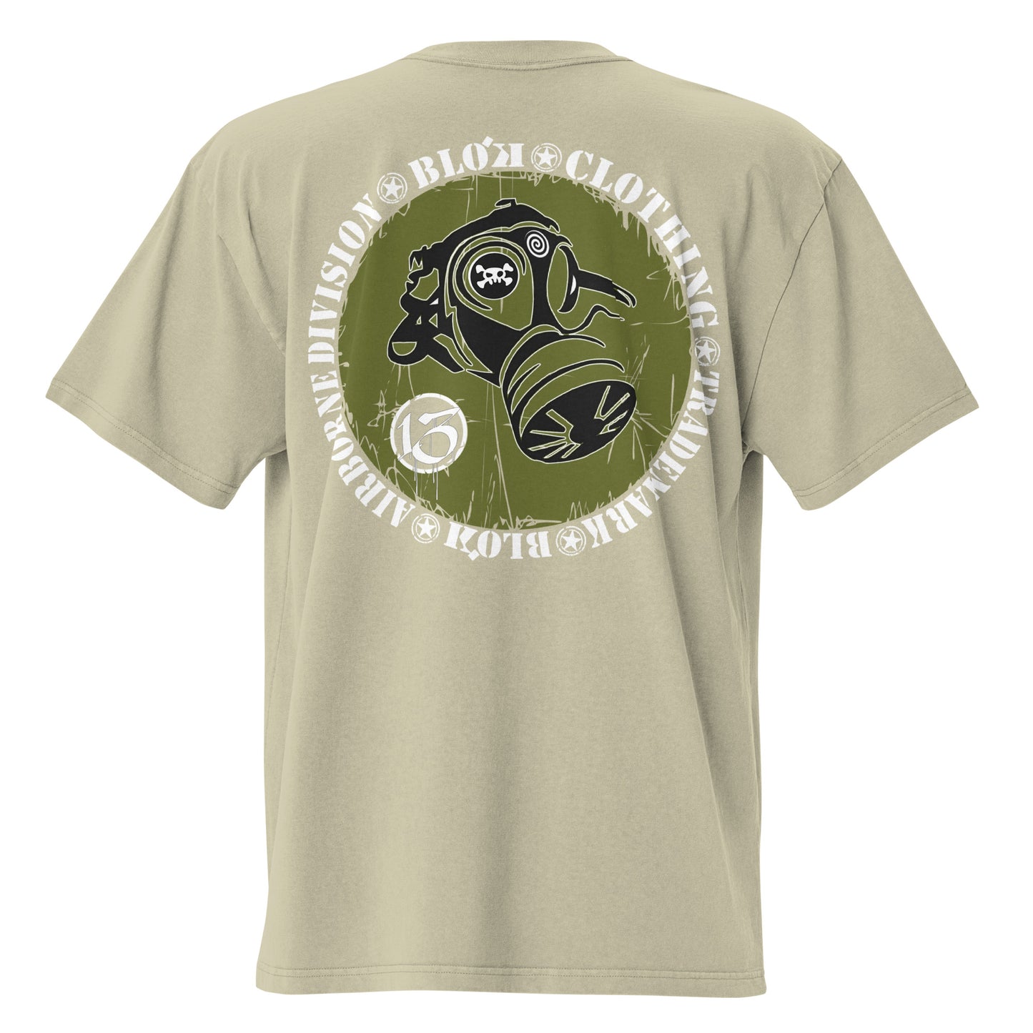 Gas mask - Front & Back Print - in White & Green - Oversize Men's