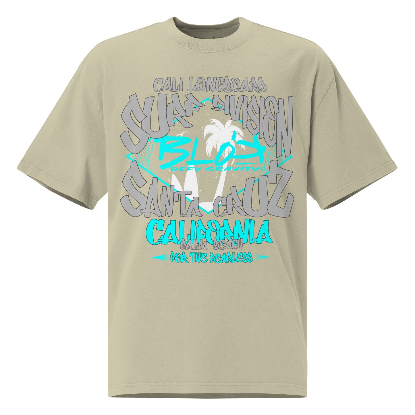 Santa Cruz - Front Print - in Gray & Turquoise - Women's Oversize