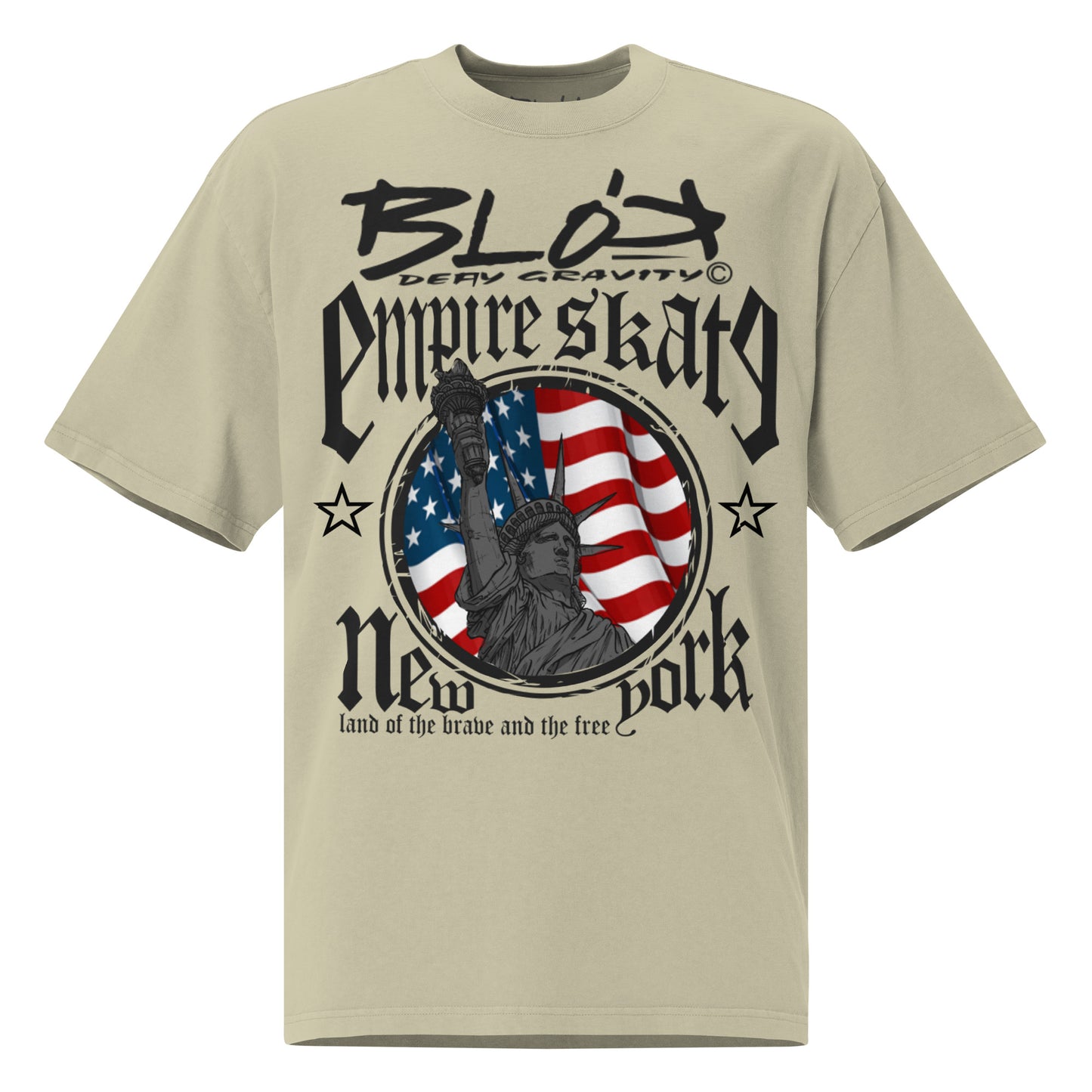 Empire Skate - New York - Front Print - in Black - Men's Oversized Graphic T-Shirt