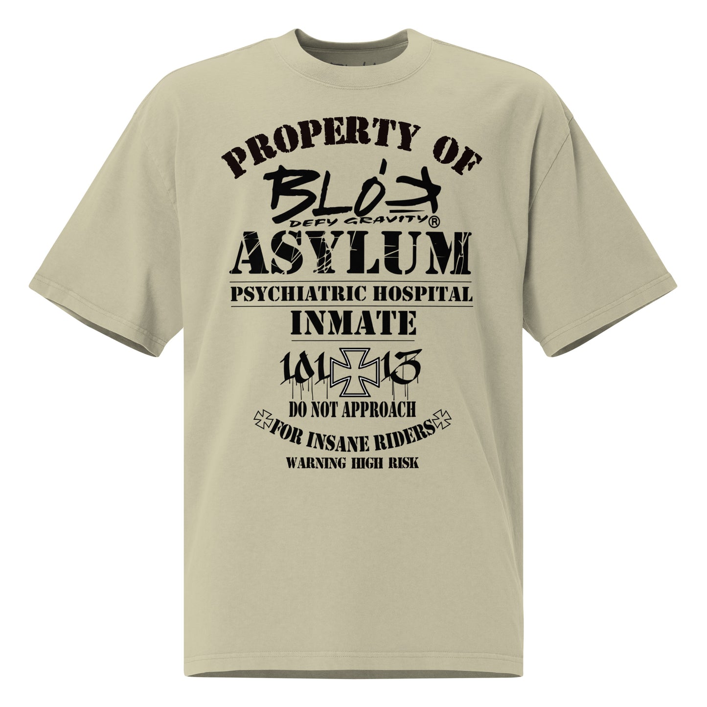 Asylum Inmate - Front Print - in Black - Men's Oversize Graphic T-Shirt