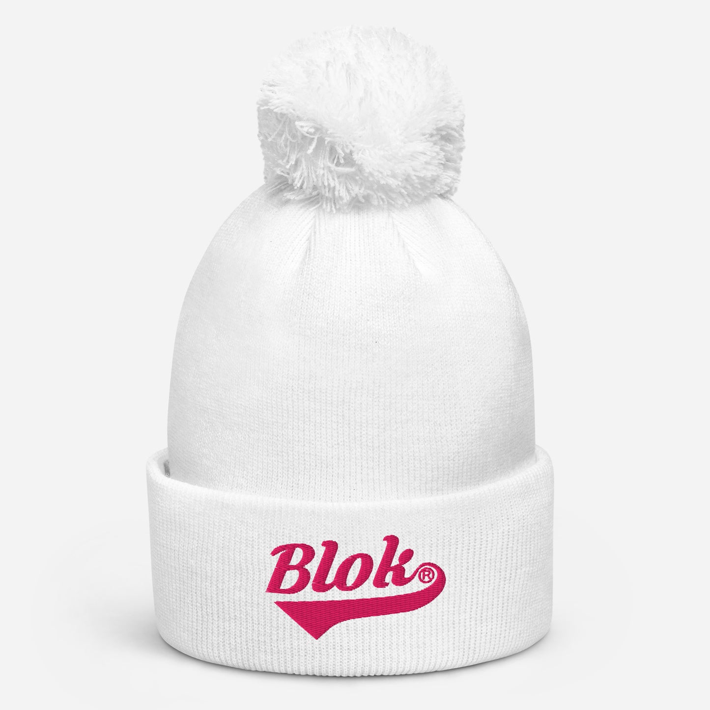 Blok Classic Logo - Pom Pom Beanie - Pink Embroidery