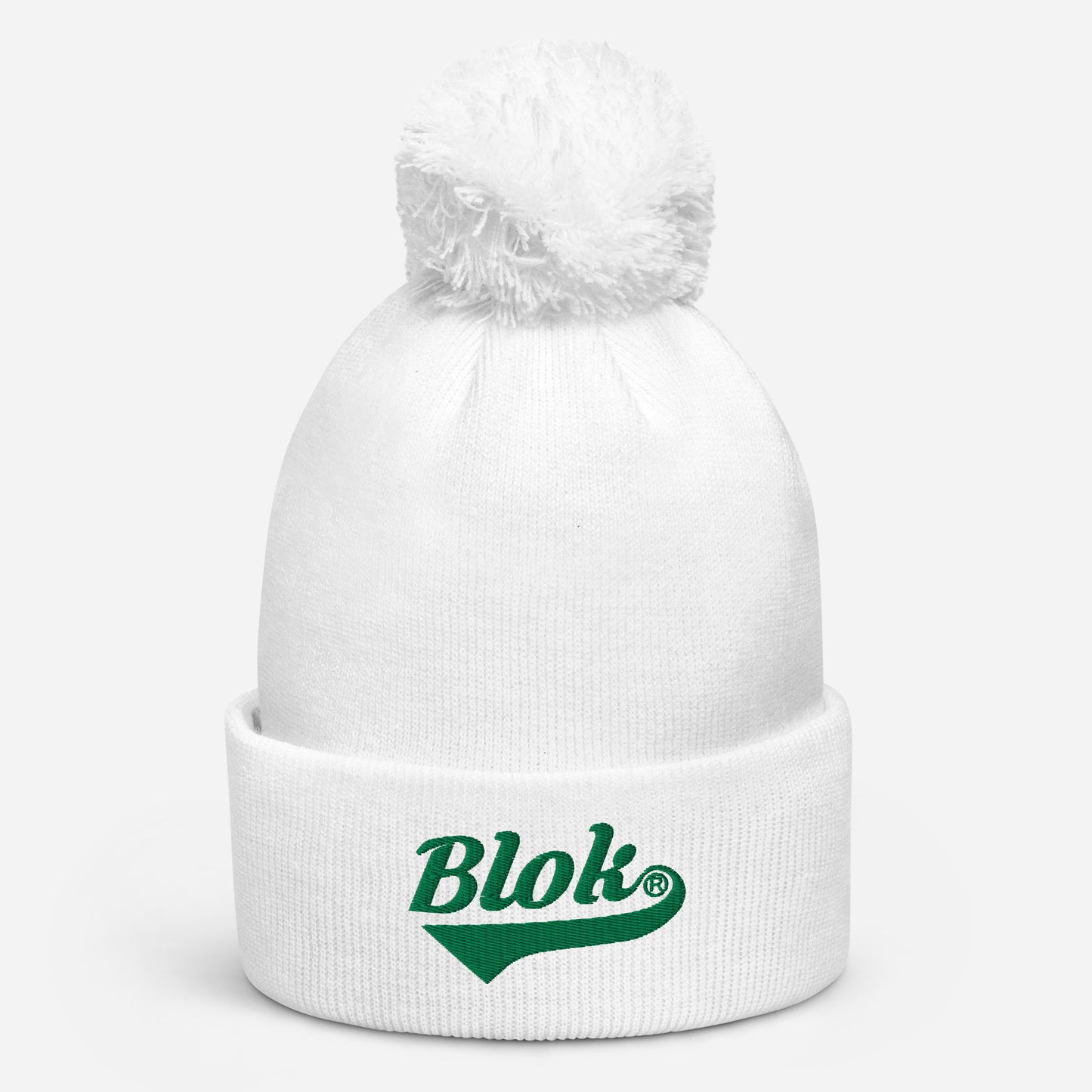 Blok Classic Logo - Pom Pom Beanie - Dark Green Embroidery