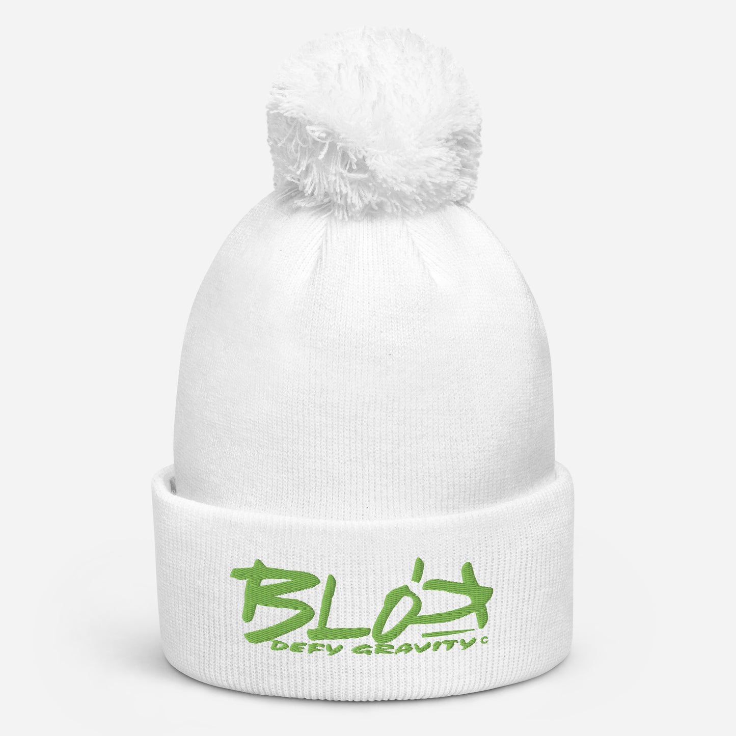 Blok Defy Gravity - Pom Pom Beanie - Lime Green Embroidery