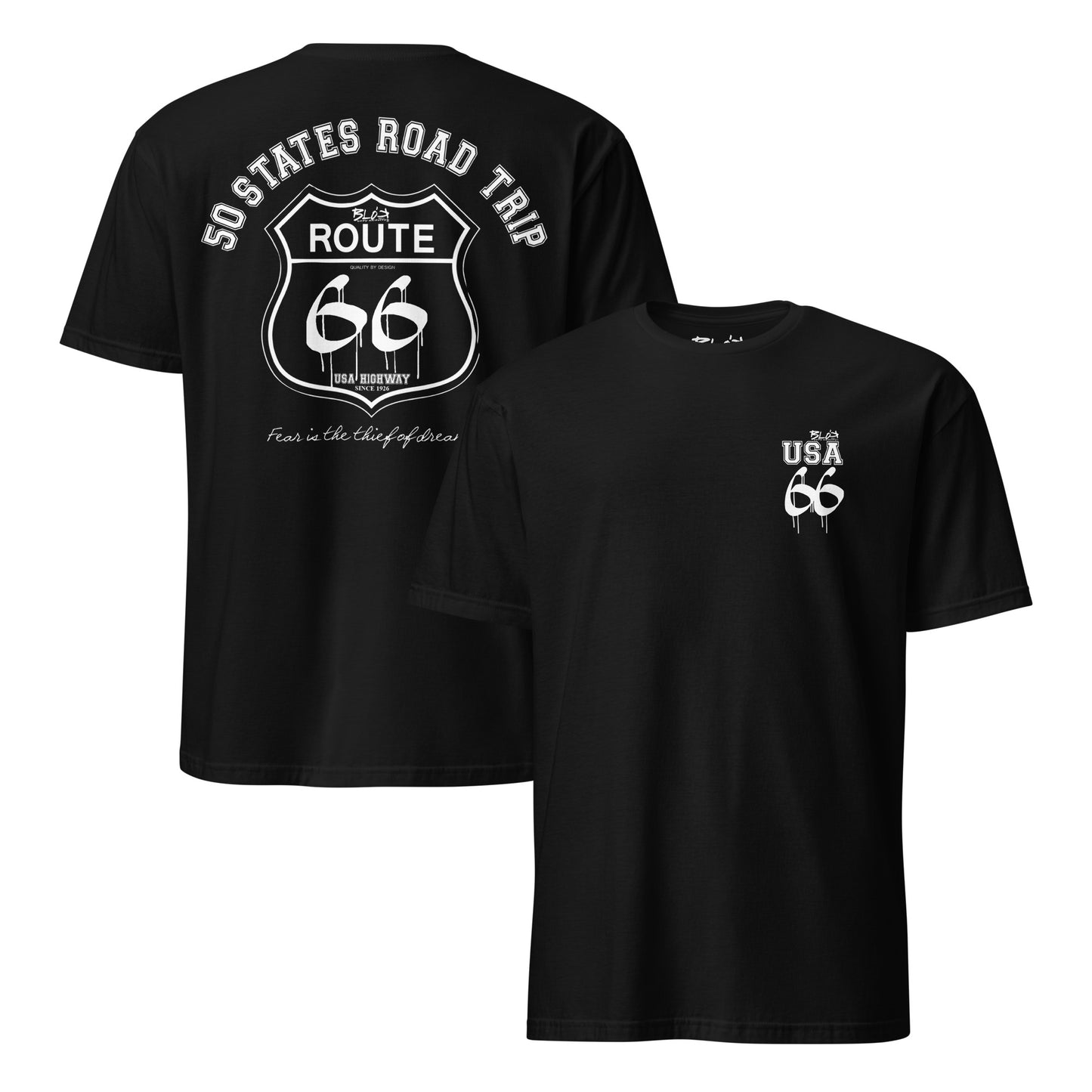 Route 66 Road Trip - 50 States - Front & Back Print in White - Women's Relaxed Fit