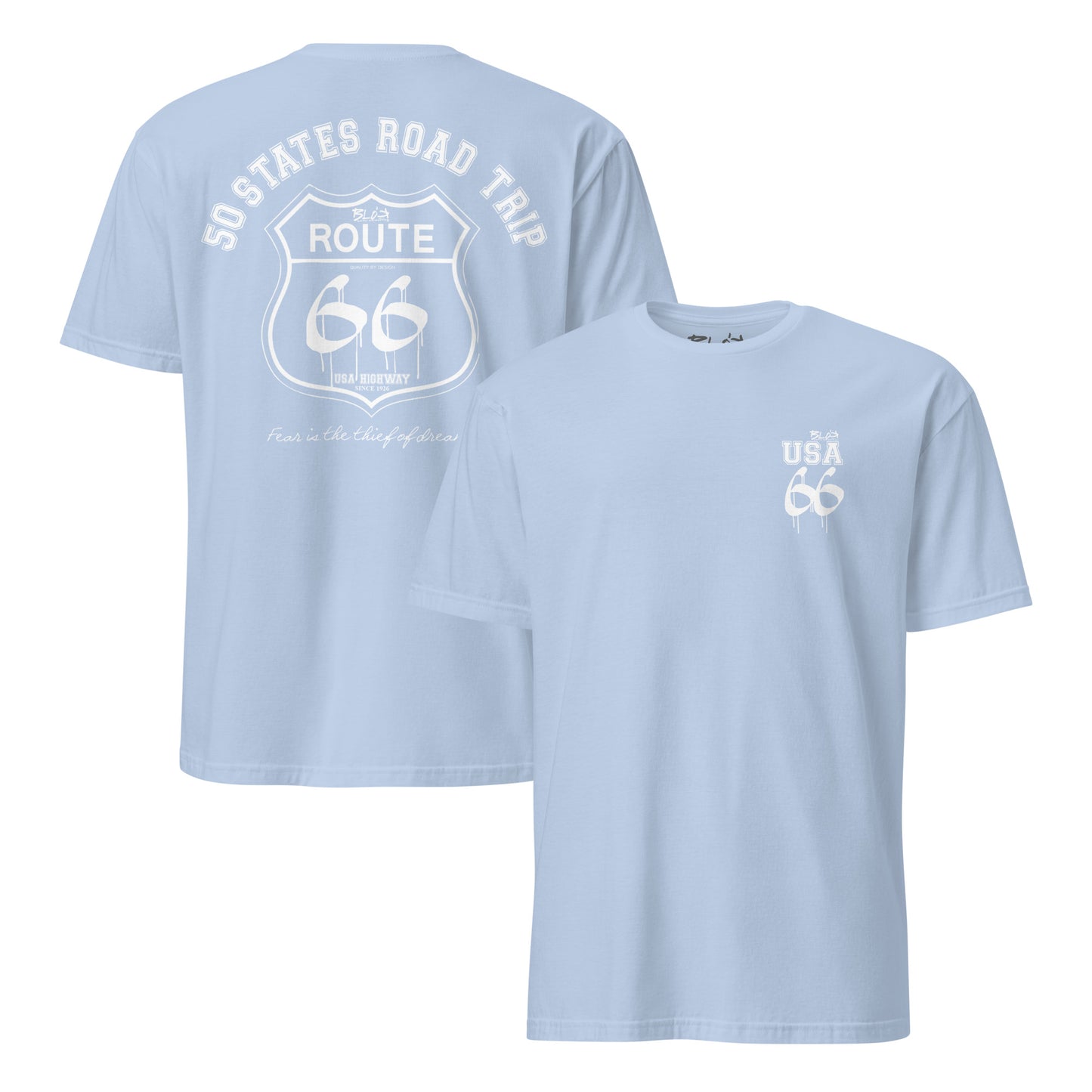 BLOK Route 66 Road Trip - White Front & Back Print Women's Relaxed Fit Graphic T-Shirt