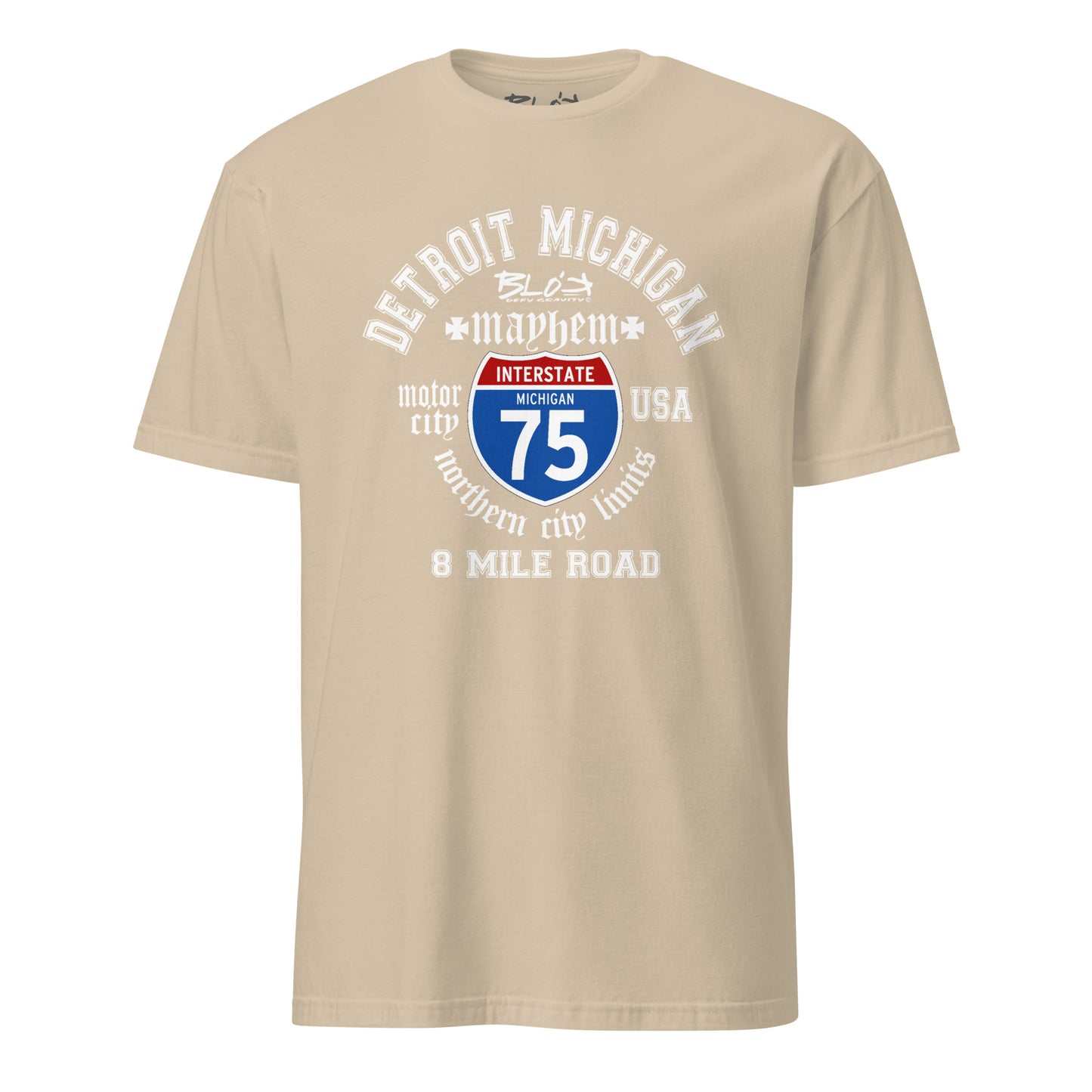 BLOK Detroit 8 Mile - White Front & Back Print Women's Relaxed Fit Graphic T-Shirt