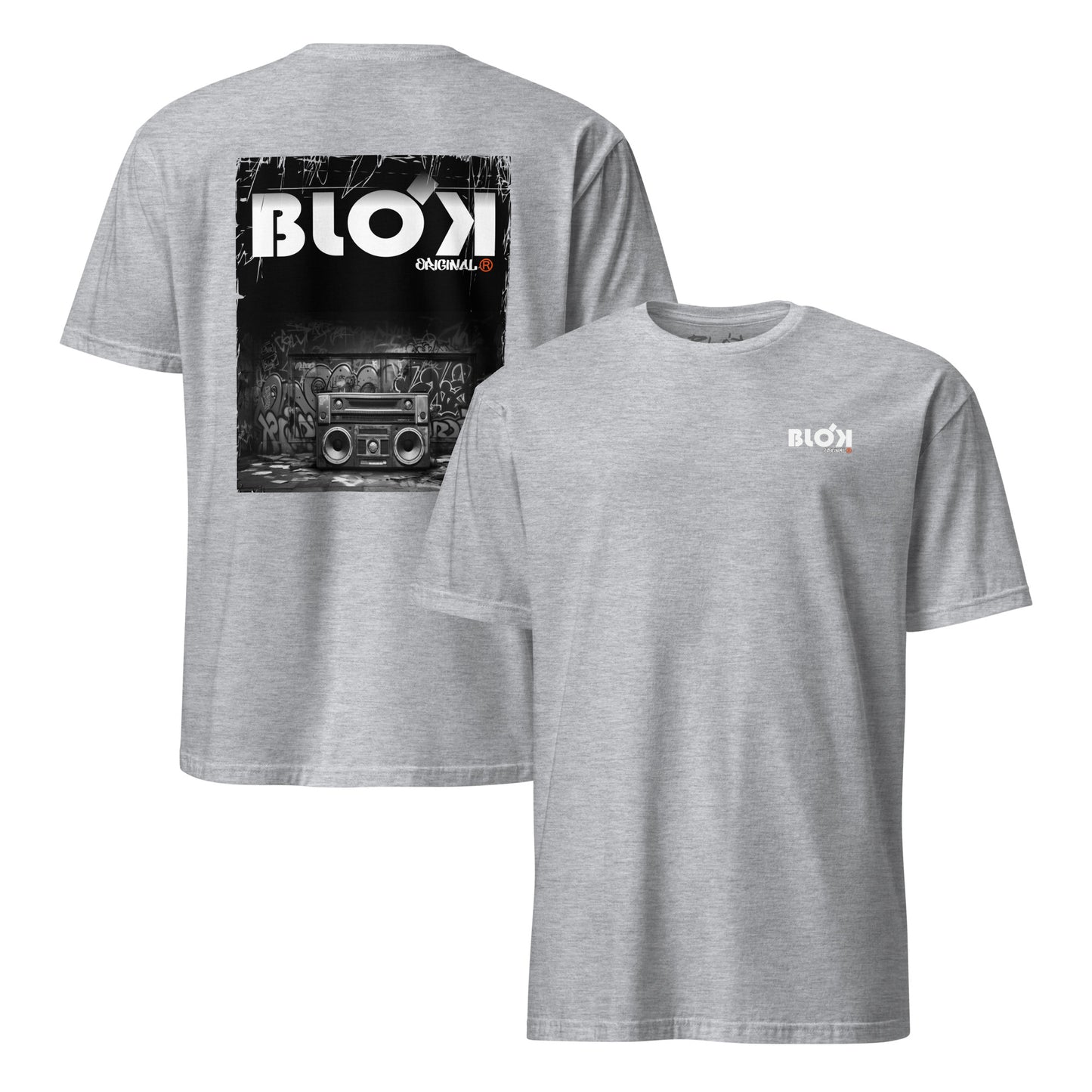 BLOK Boom Box - White Front & Back Print Women's Relaxed Fit Graphic T-Shirt