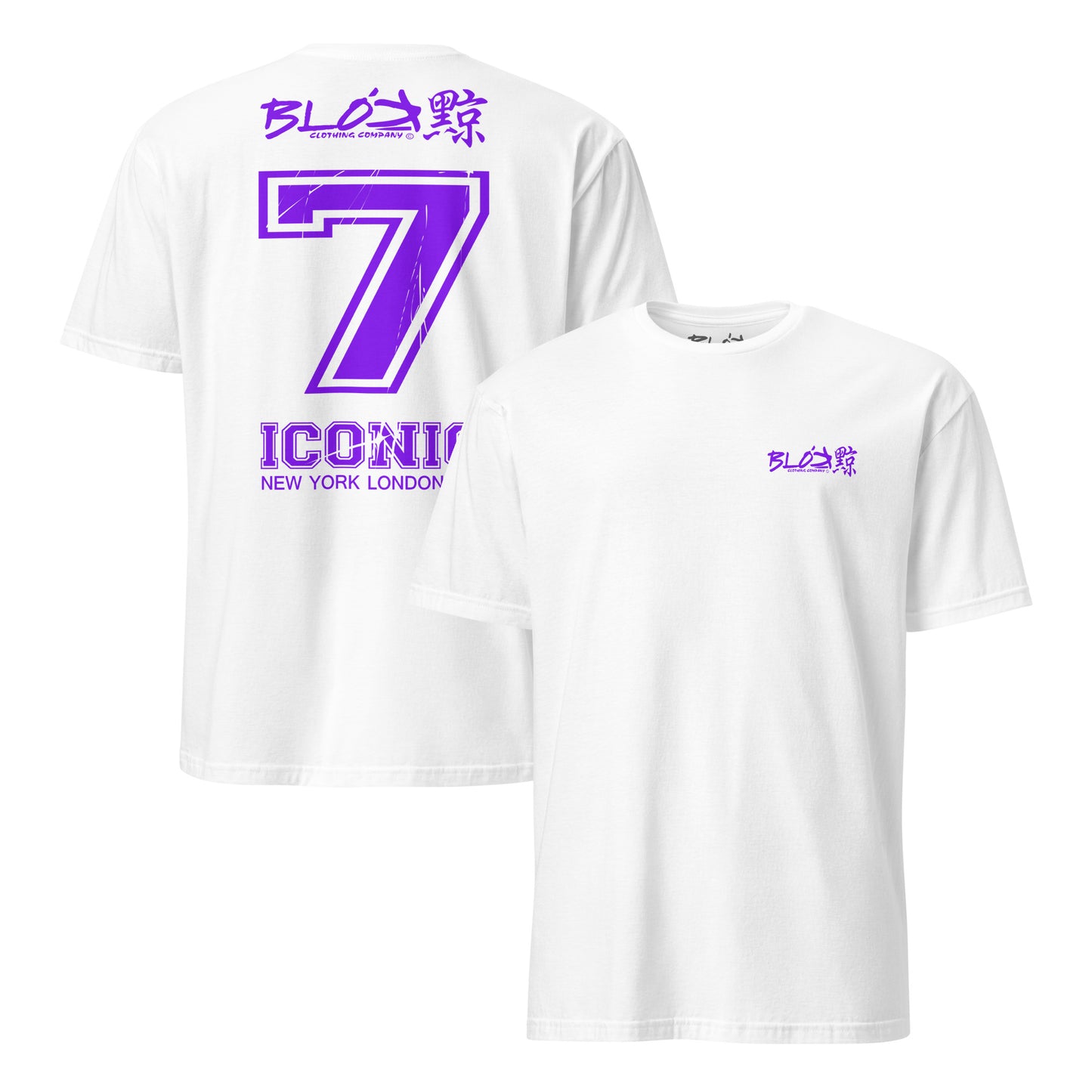 BLOK Iconic 7 - Purple Front & Back Print Women's Relaxed Fit Graphic T-Shirt