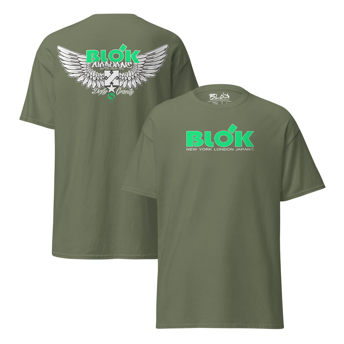 Airborne Wings - Front & Back Print in Green - Men's Loose Fit