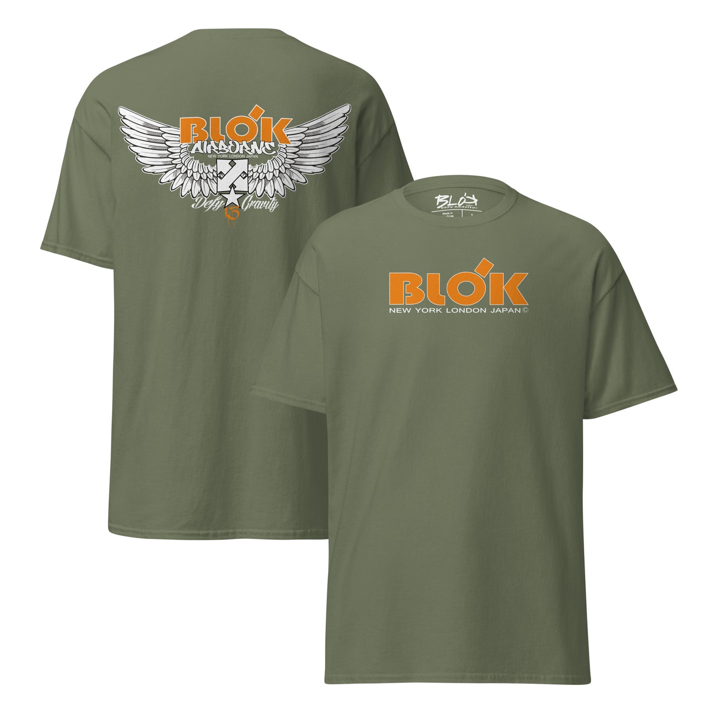 Airborne Wings - Front & Back Print in Orange - Men's Loose Fit