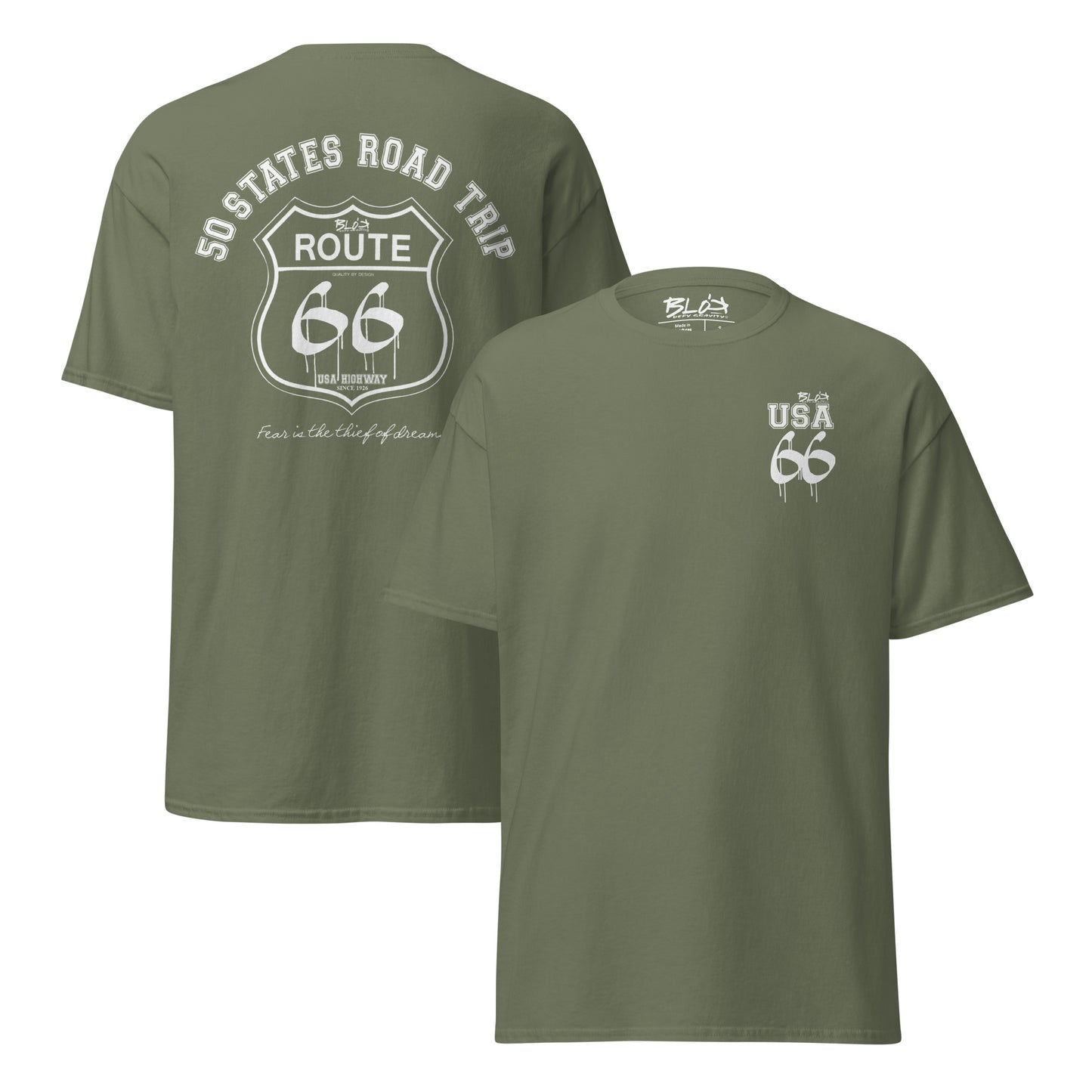 Route 66 Road Trip - Front & Back Print in White - Men's Loose Fit