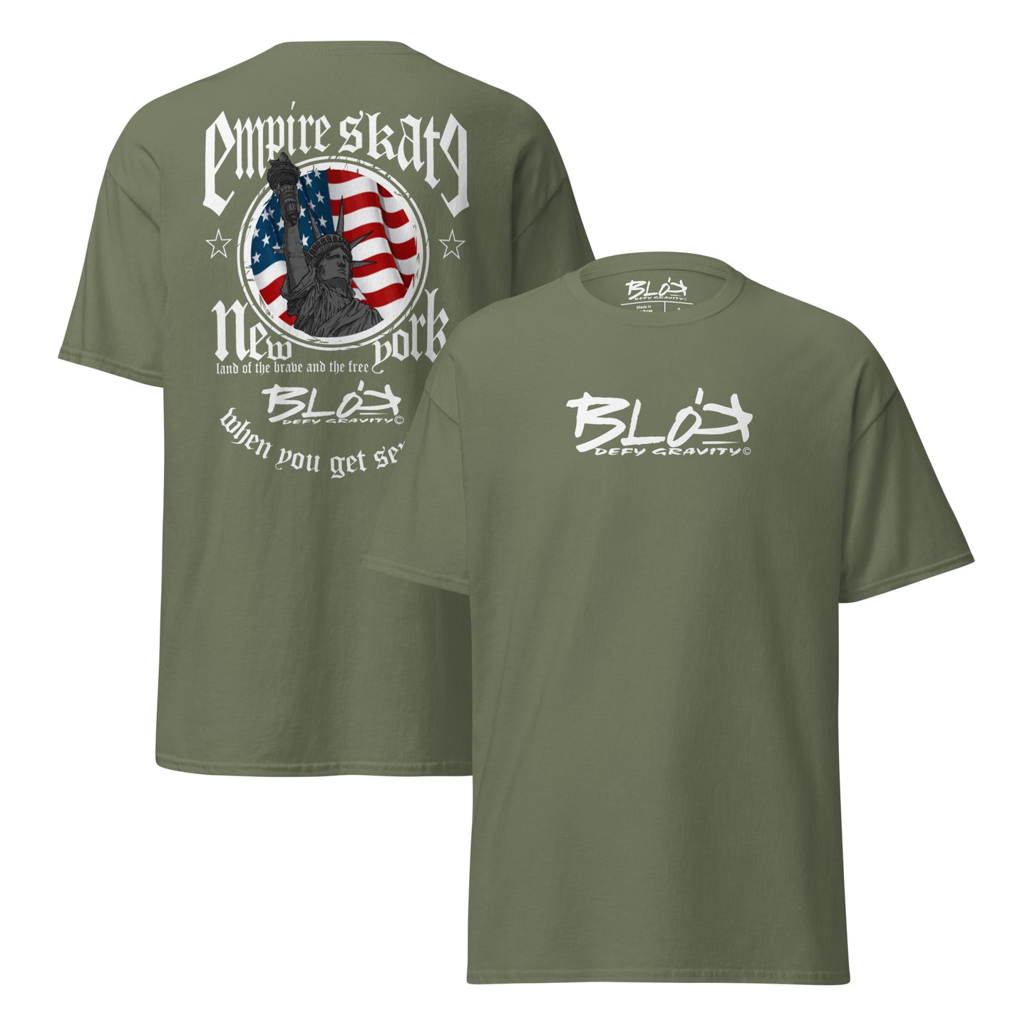 Empire Skate - New York- Back & Front Print - White Print - Men's Loose Fit