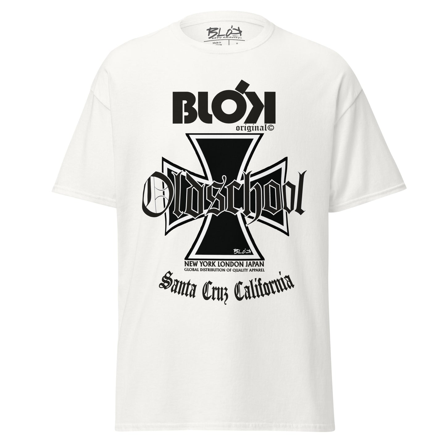 Old School Iron Cross - Front Print in Black - Men's Loose Fit Graphic T-Shirt