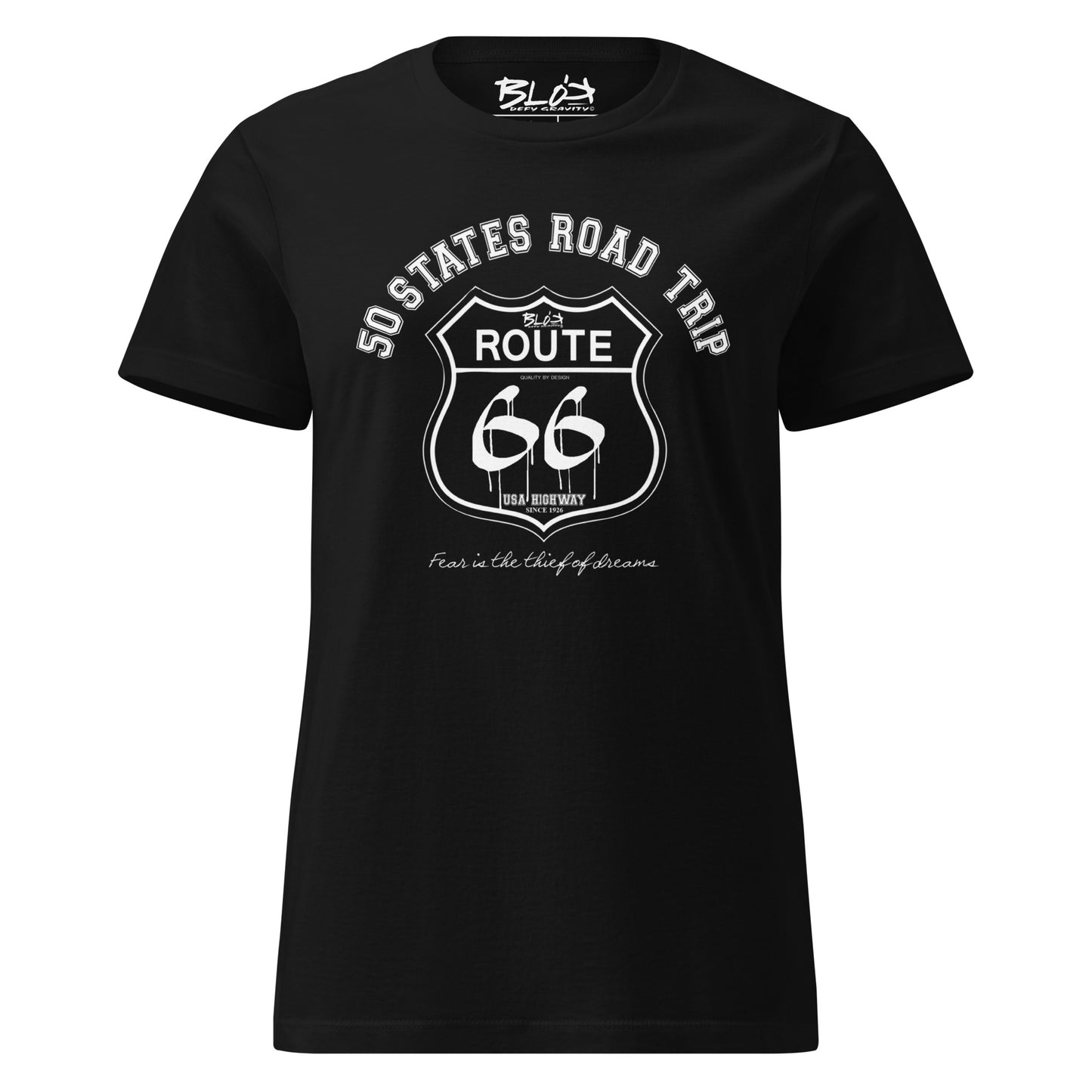 Route 66 Road Trip - 50 States - with White Print - Women's Slim Fit