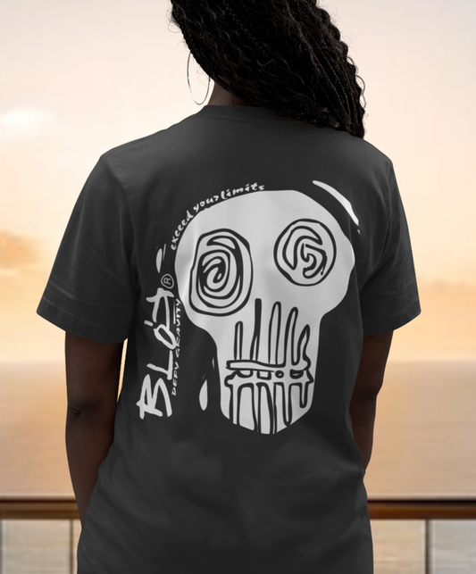 Skull - Back & Front Print in White - Women's Oversize