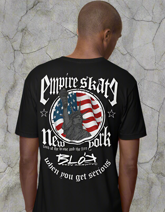 Empire Skate - New York- Back & Front Print - White Print - Men's Loose Fit