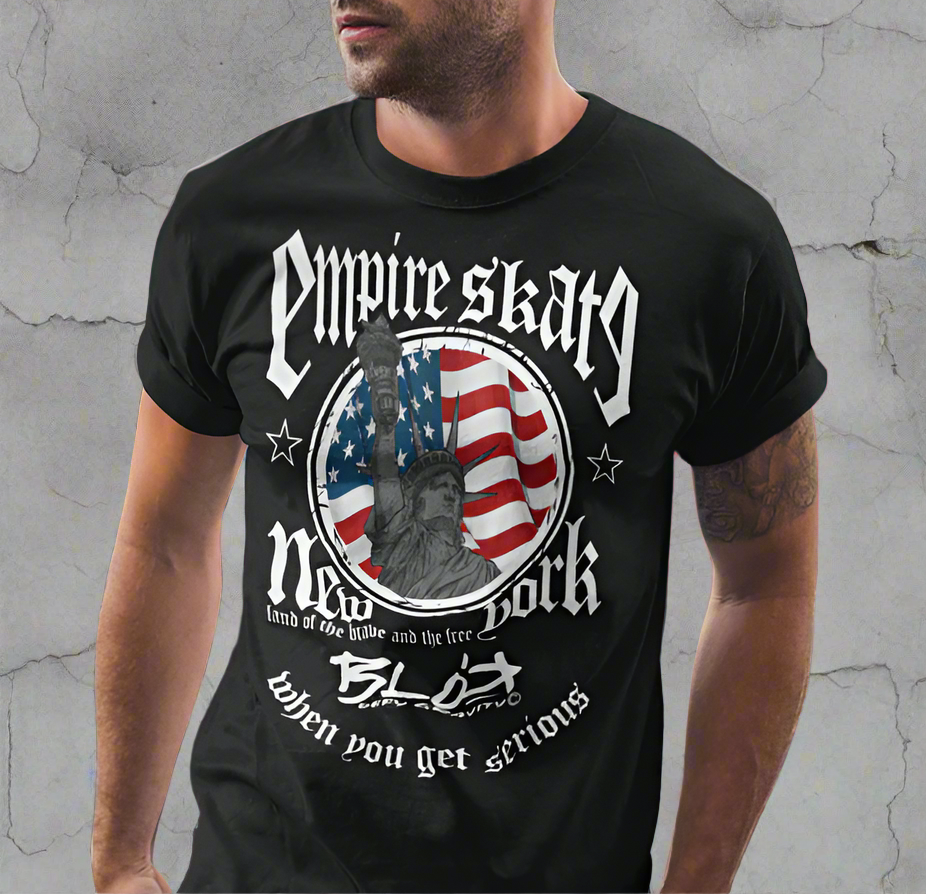 Empire Skate - New York - White Print - Men's Loose Fit