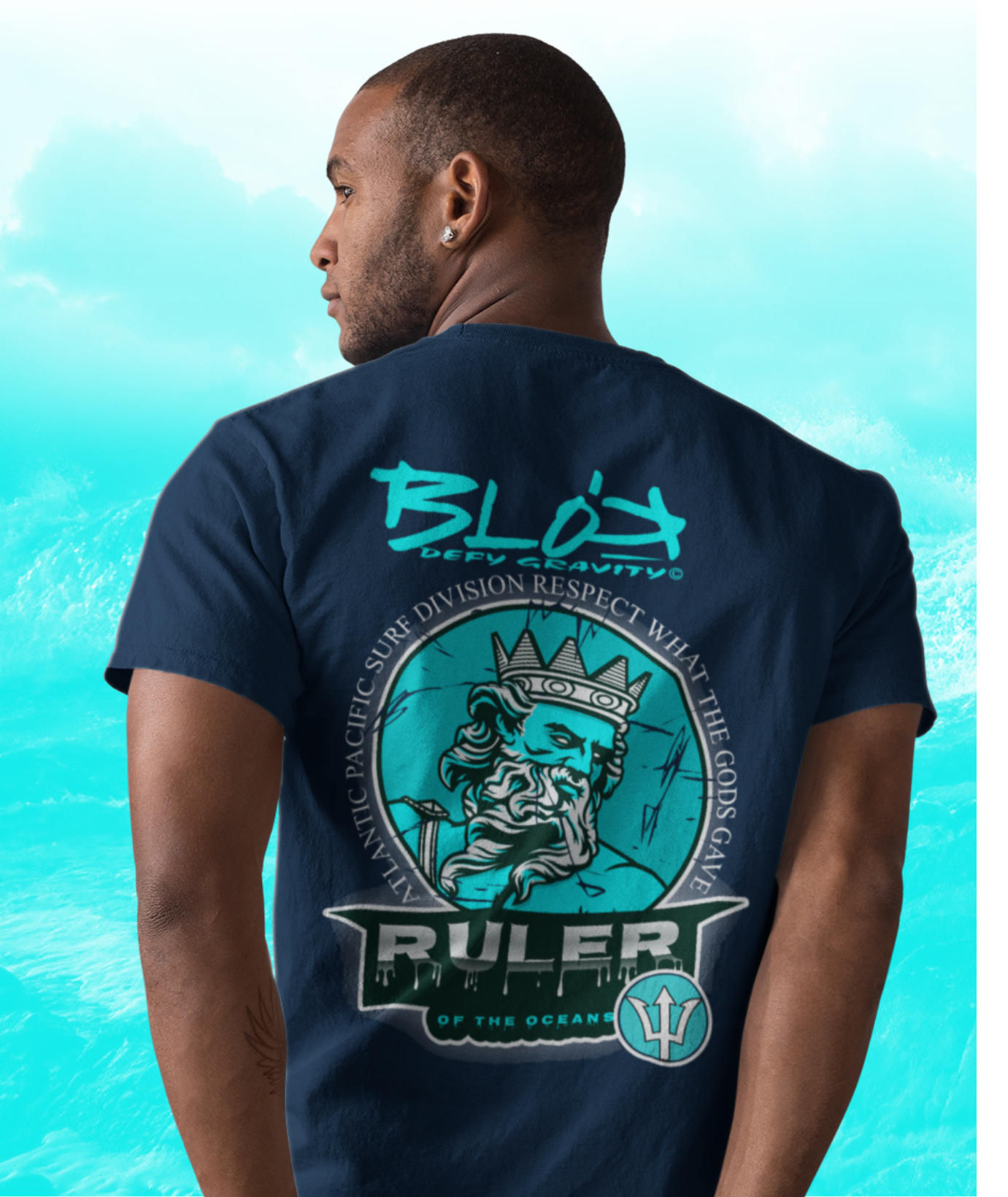 Ruler Of The Oceans - Front Print in Turquoise - Men's Classic Fit