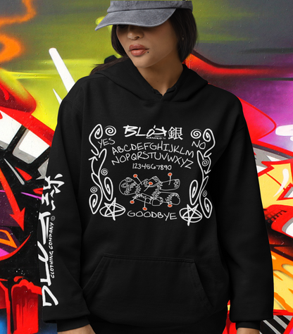 Blok Ouija front and right arm white print