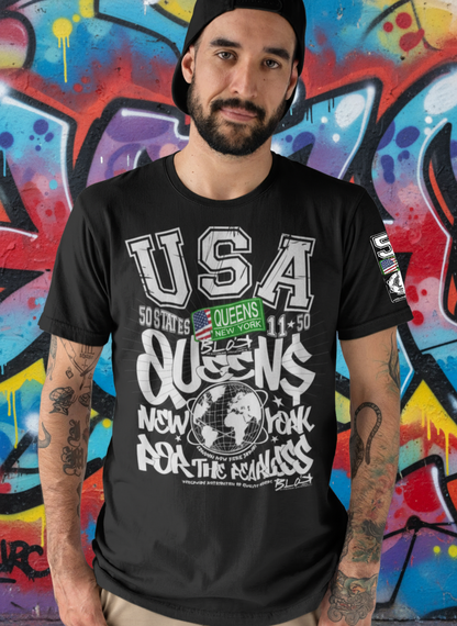 Queens - 50 States - Front Print - with White Logo - Men's Classic Fit