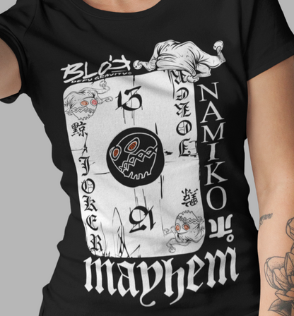BLOK Poker Face - Front Print in White Women's Slim Fit Graphic T-Shirt