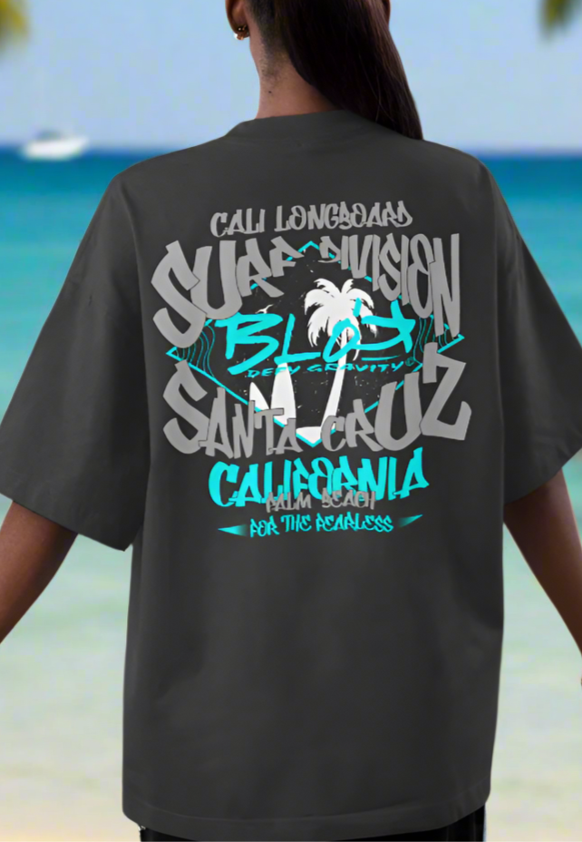 Santa Cruz - Front & Back Print - in Gray & Turquoise - Women's Oversize