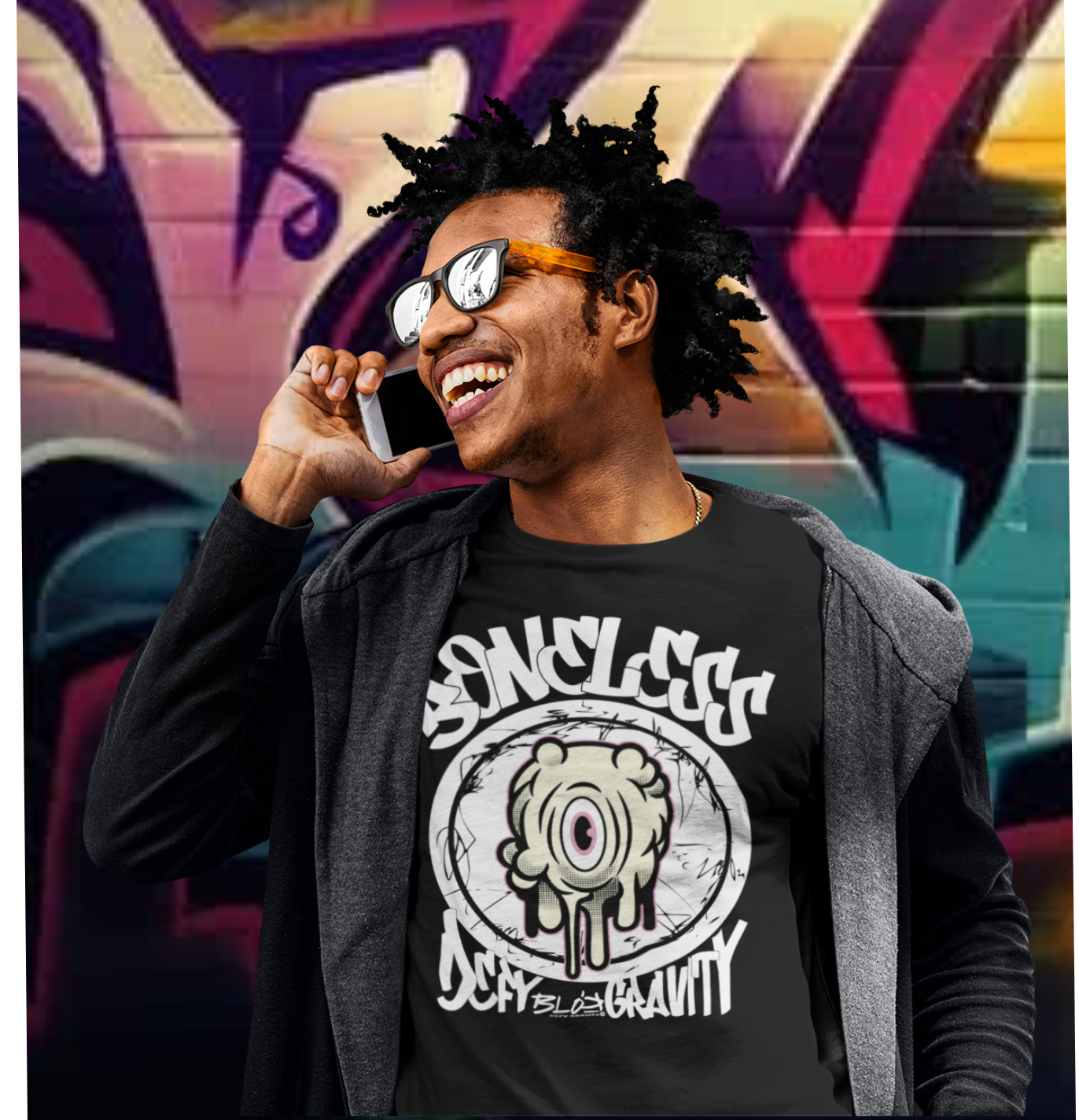 Boneless - Front Print - with White Logo - Men's Loose Fit