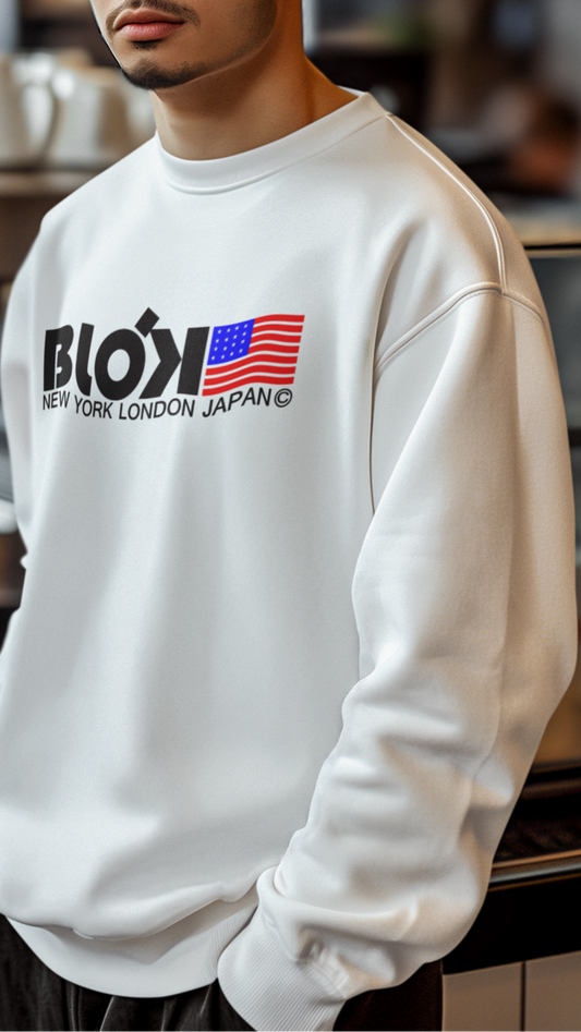 NY LDN JPN & Flag - Grey Print - Men's Sweatshirt