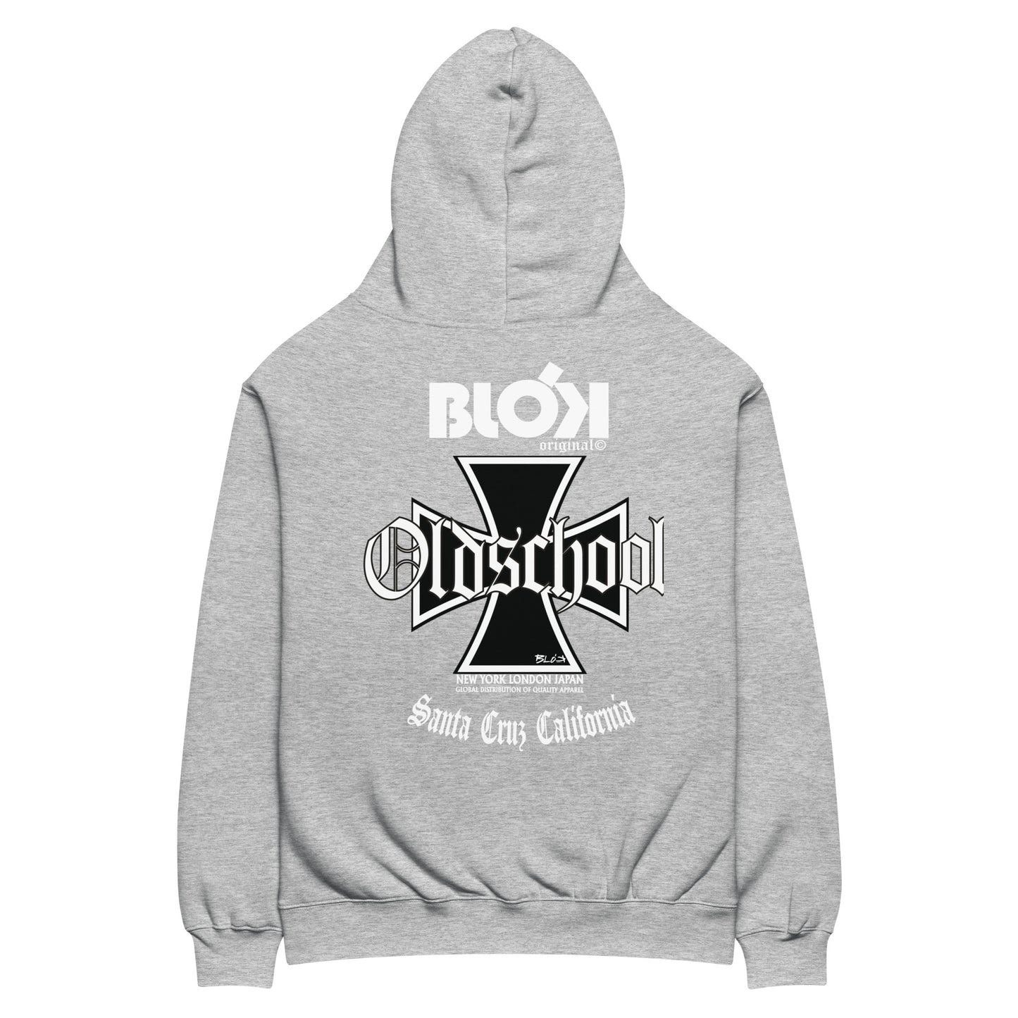 Old School Iron Cross - White Front & Back Print - Oversized Heavyweight Hoodie